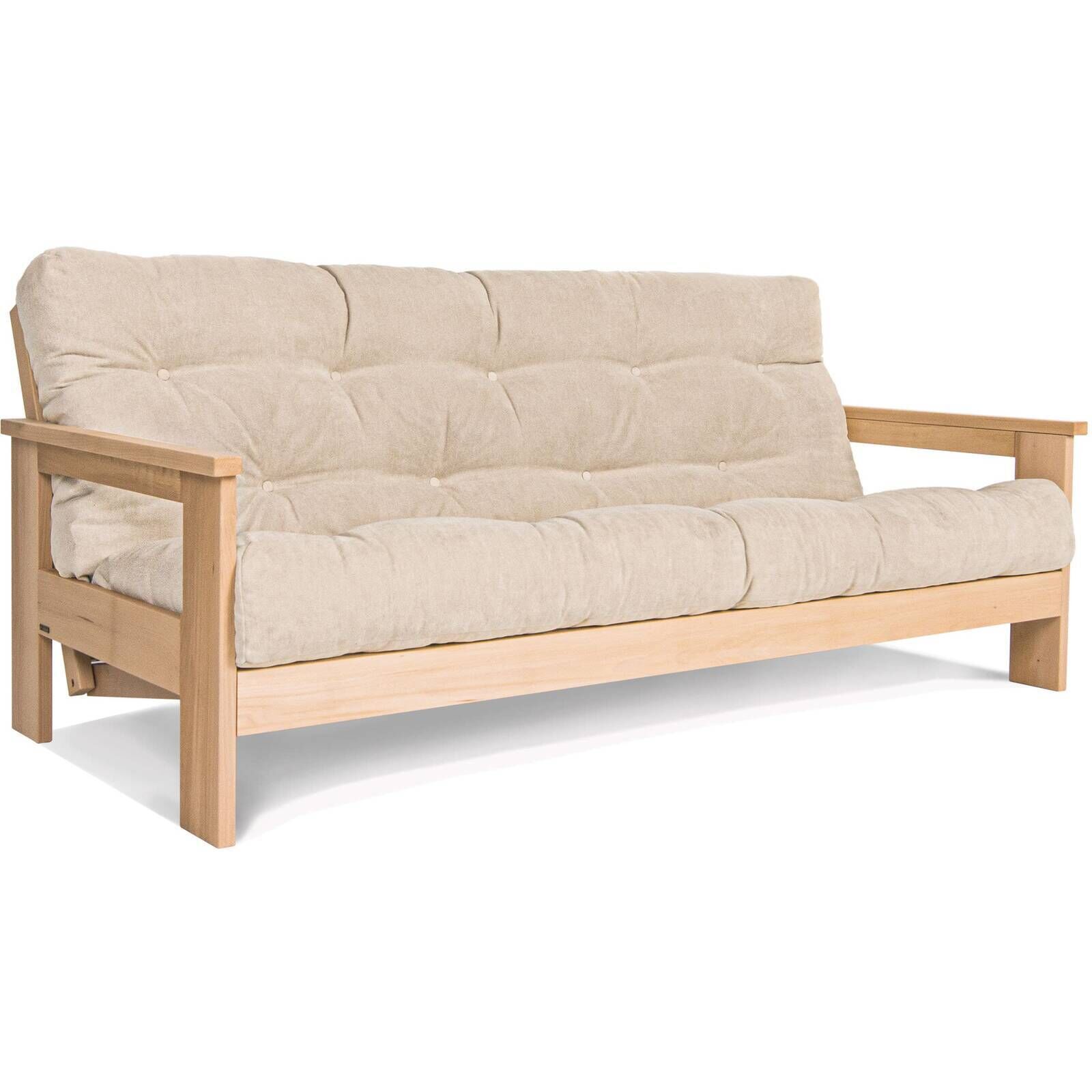 Canapé Lit Mexico - 145 X 200 Cm - Bois Clair Et Beige
