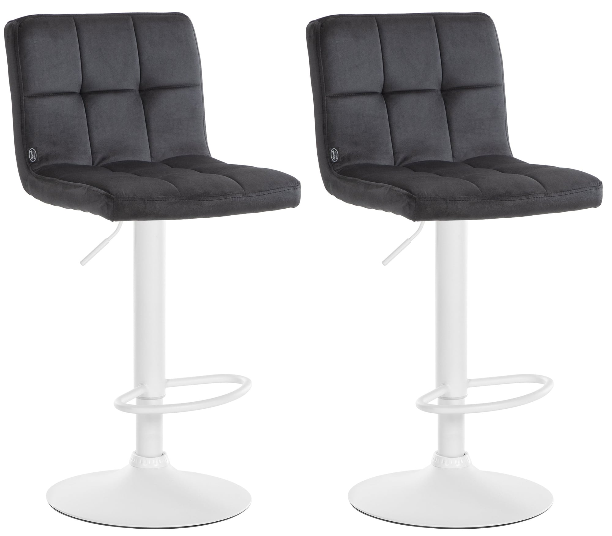 Lot De 2 Tabourets De Bar Peru Velours Blanc Noir