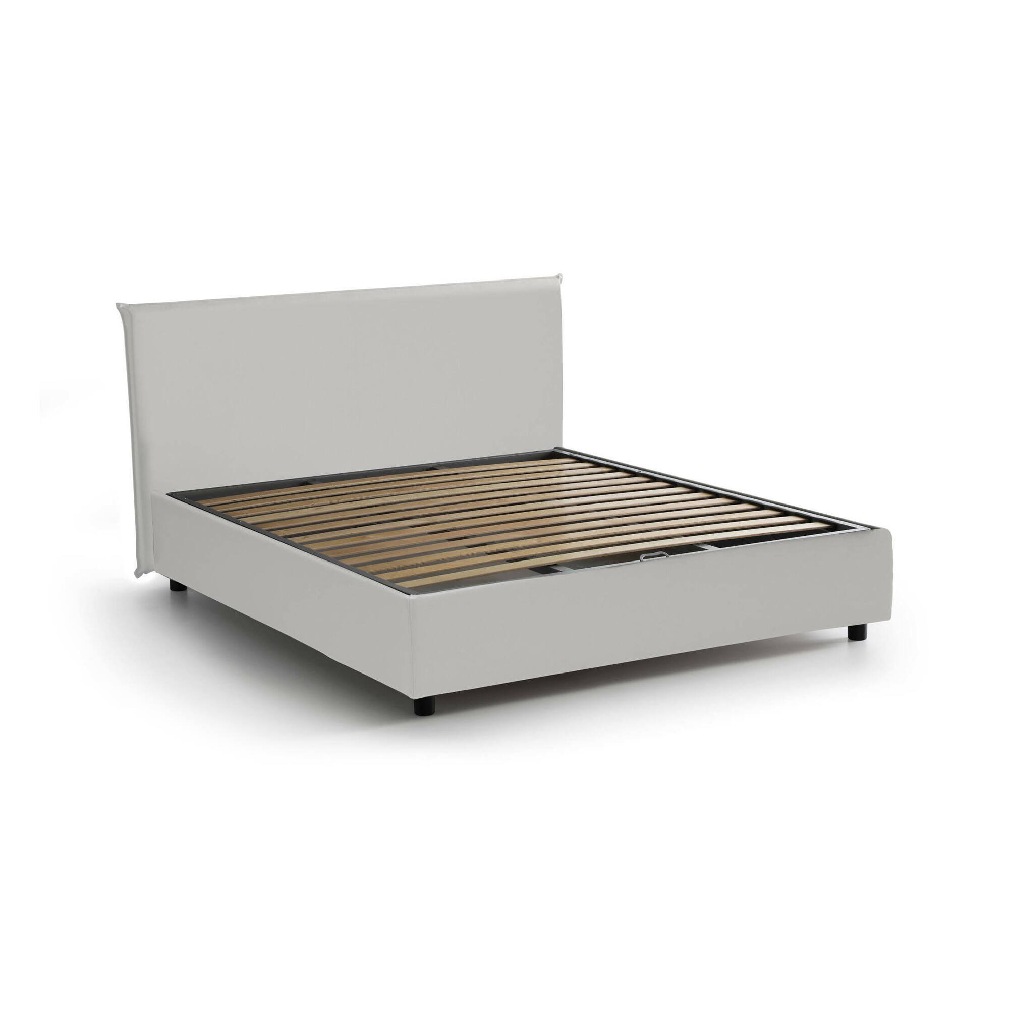 Lit Double En Similcuir Blanc 140x200 Cm