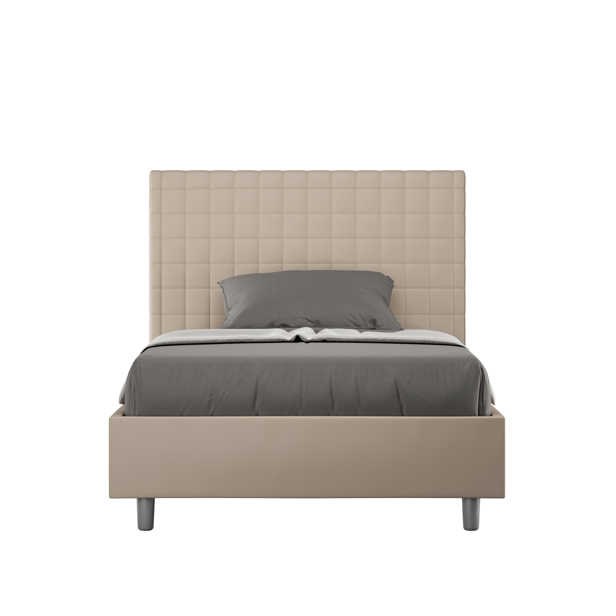 Lit 1 Place Et Demi Sans Sommier Rembourré 120x210 Similicuir Taupe Sunny
