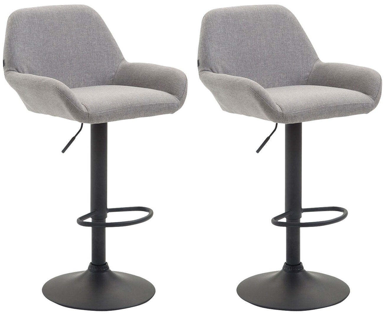 Lot De 2 Tabourets De Bar Moderne Et Confortable En Tissu Gris Clair Pieds Tdb10228
