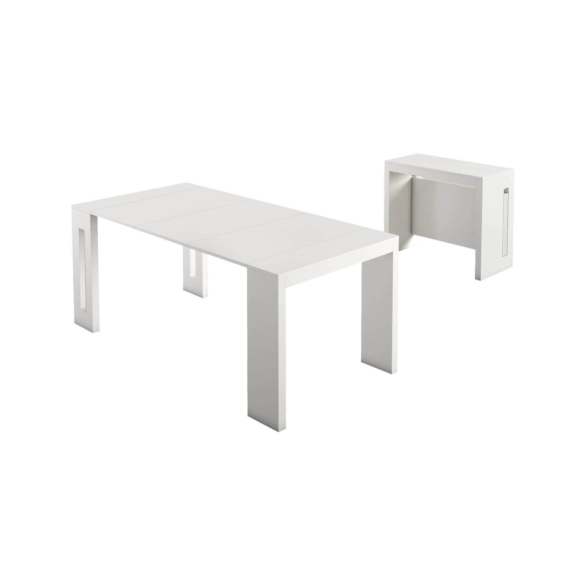 Console Extensible,effet Bois,blanc,80x44h76 Cm
