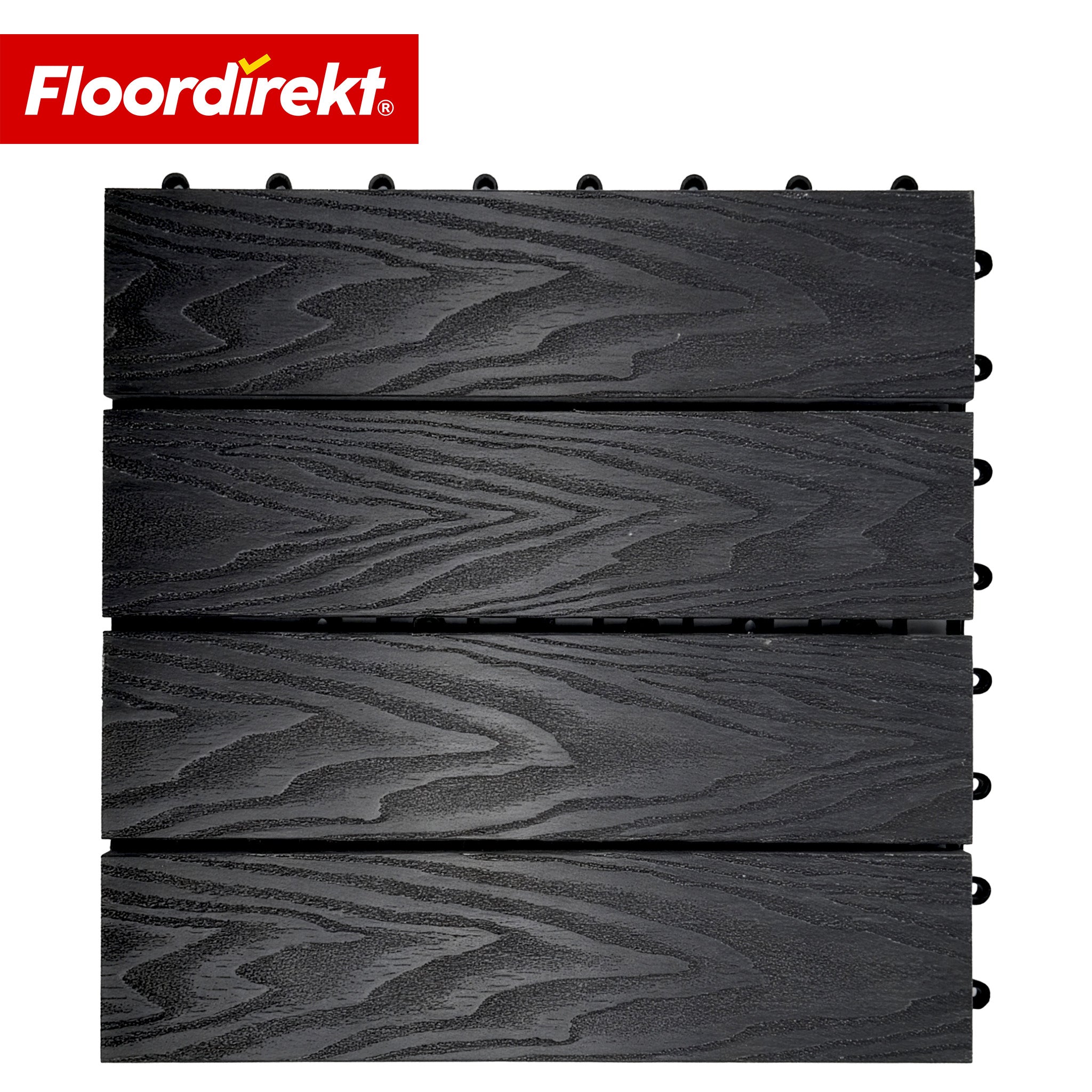 X 11 Dalles De Terrasse Wpc 30x30 Cm Noir - Lot De 11 - Effet 3d