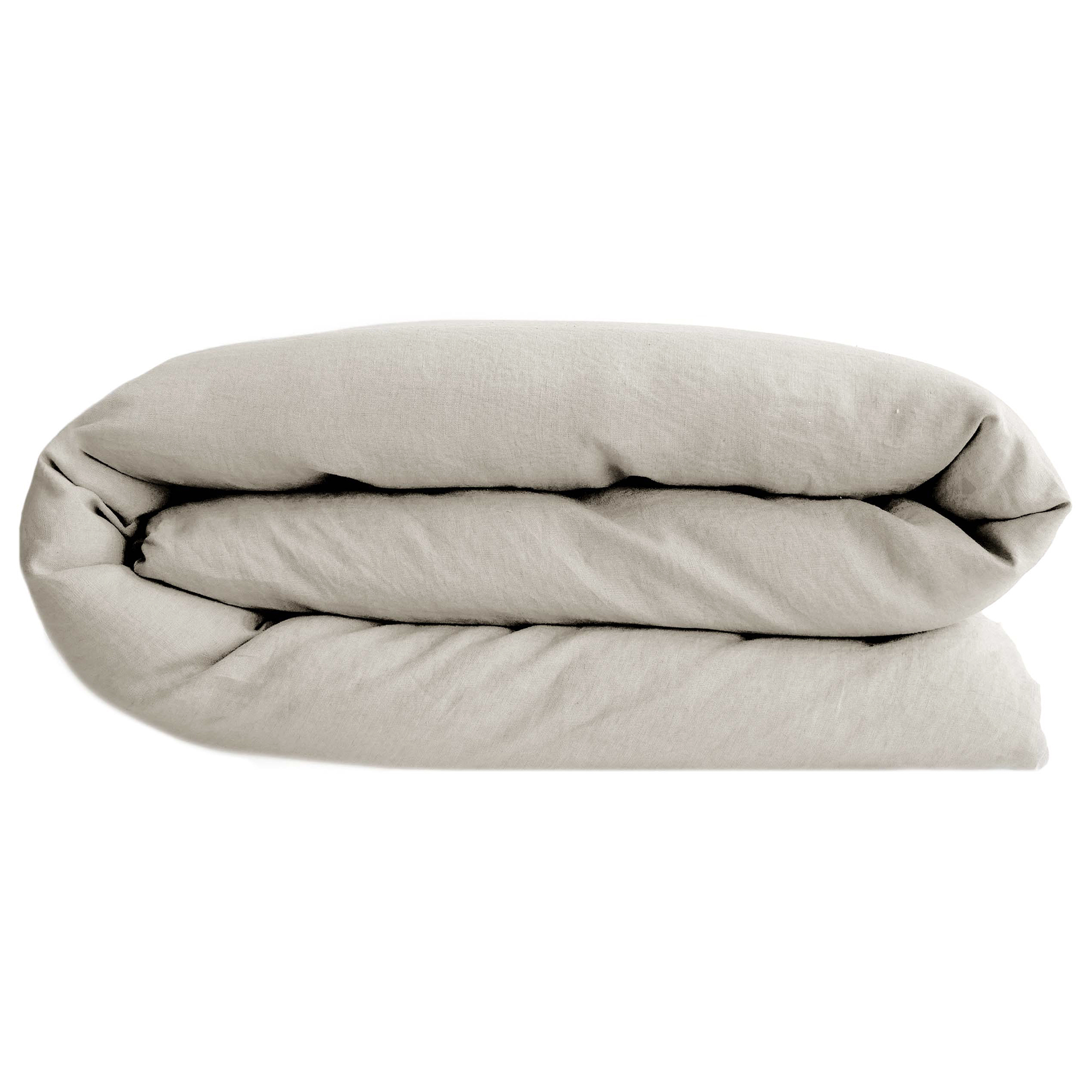 Housse De Couette Palace Pur Coton Lavé 260x240 Cm Uni Beige Nacre