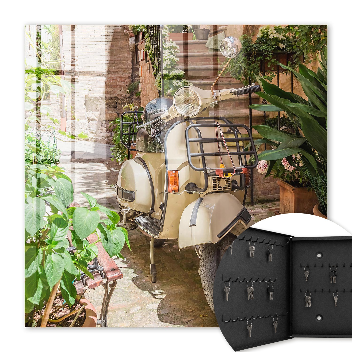 Armoire À Clés - (30 Cm X 30 Cm) - Boîte À Clés Murale - Coffret De Rangement Pour Clés - Couleur Noire - Ouverture Vers La Gauche - Pour Maison Et Bureau - Ambiance Italienne