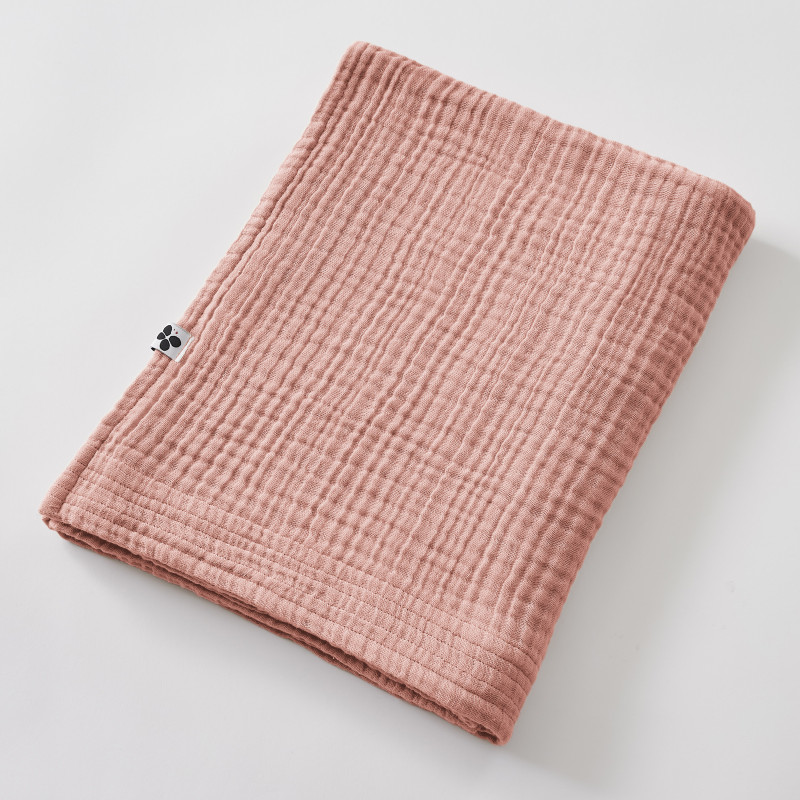 Drap De Bain 90 X 150 Cm Gaze De Coton Unie Gaïa L'Effet Papillon - Gaia Rose Pêche -
