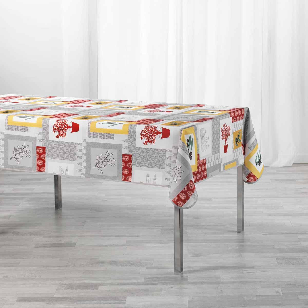 Nappe Antitache "graziella" 150x240cm Jaune & Brique