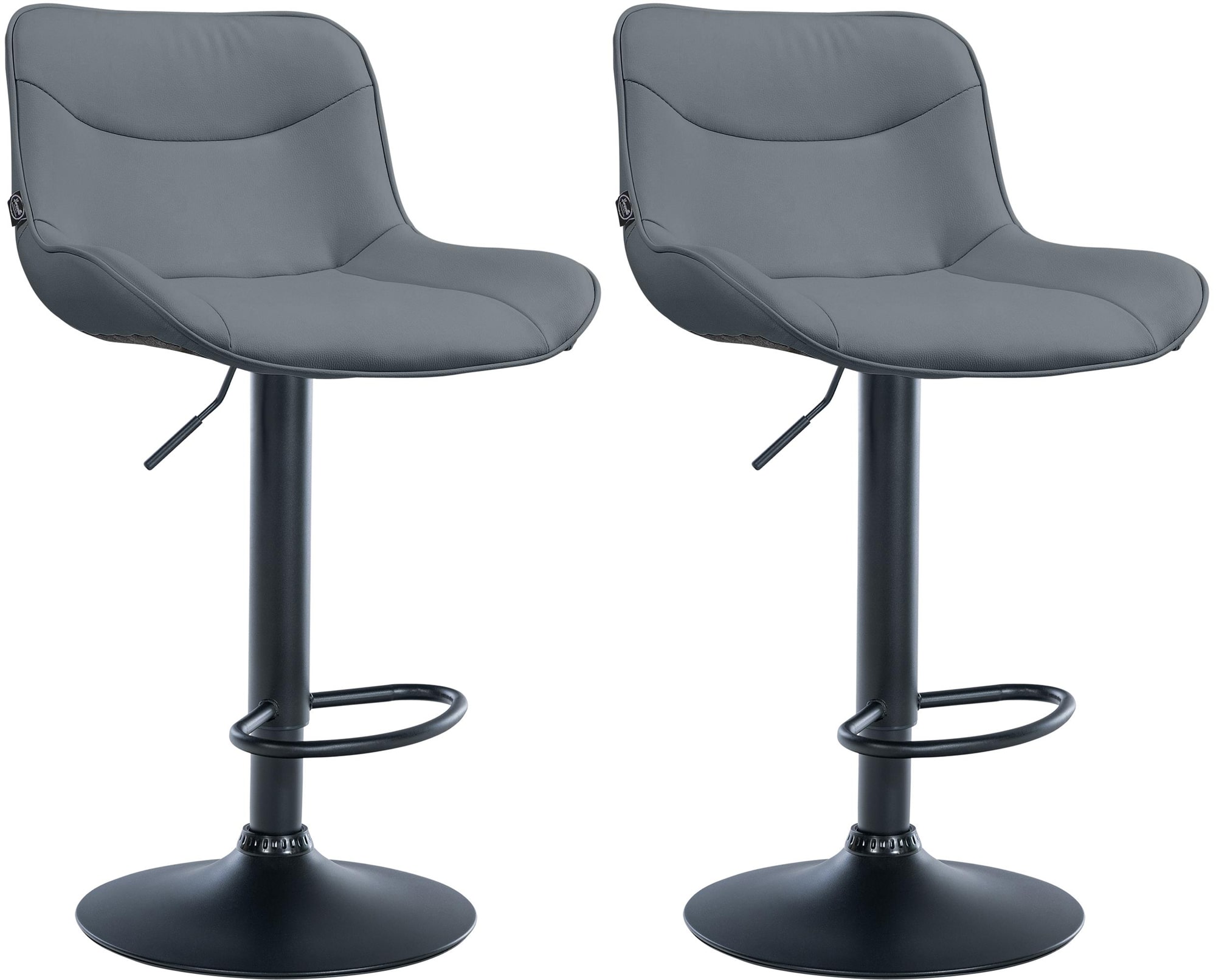 Lot De 2 Tabourets De Bar Vonore Simili Cuir Noir Gris