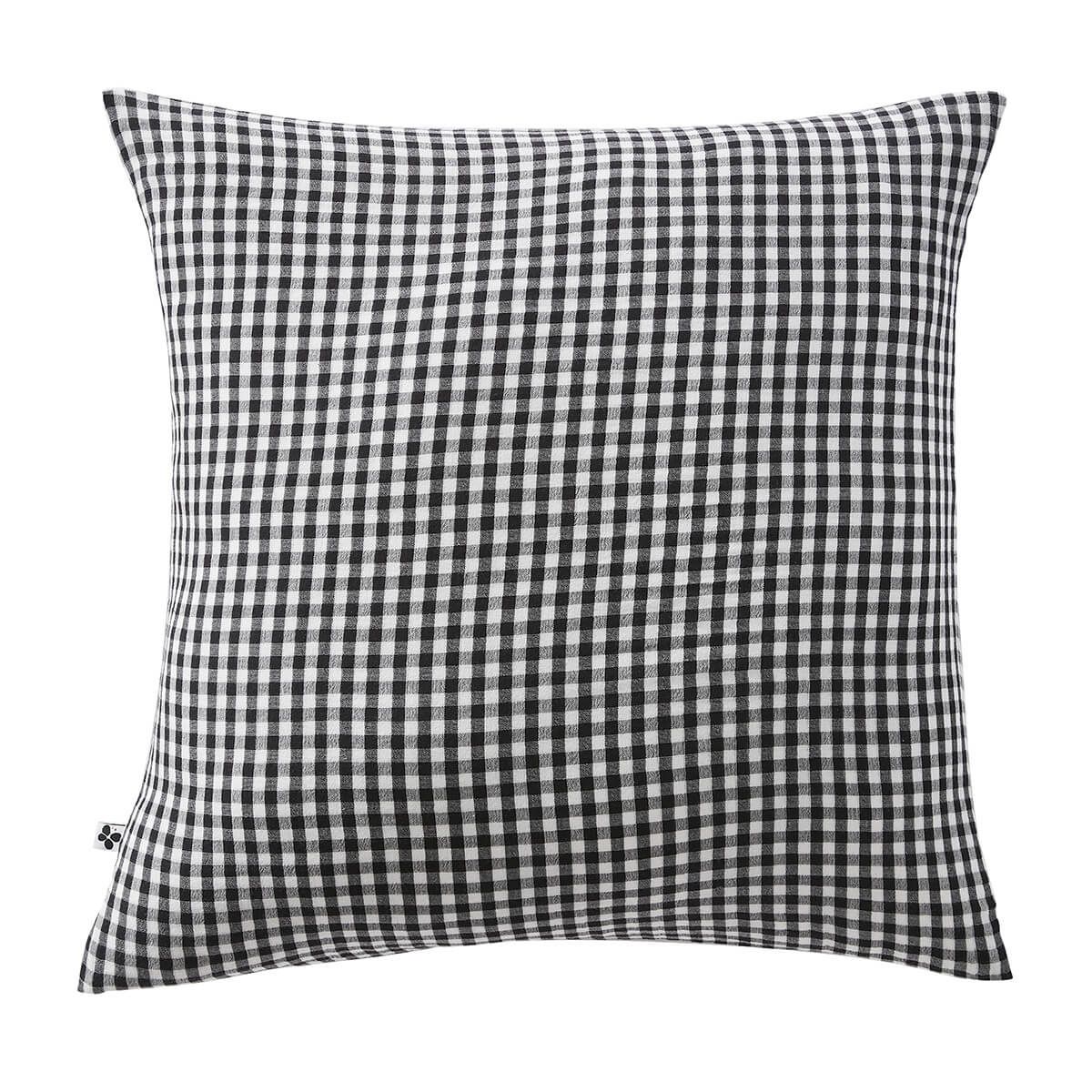 Joel - Taie D'oreiller 60x60cm Gaze De Coton Vichy Coloris Truffe