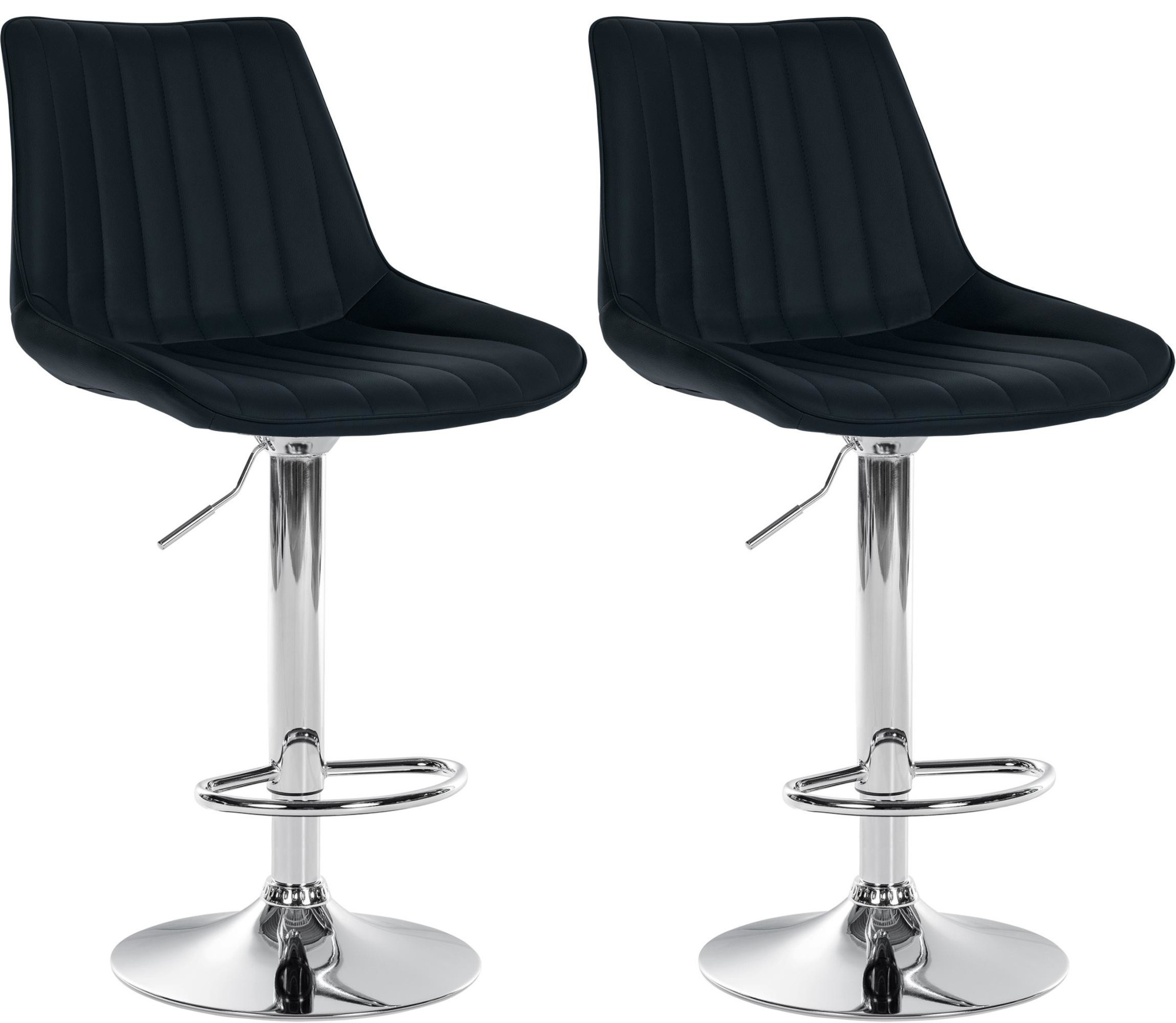 Lot De 2 Tabourets De Bar Toni Simili Cuir Chromé Noir