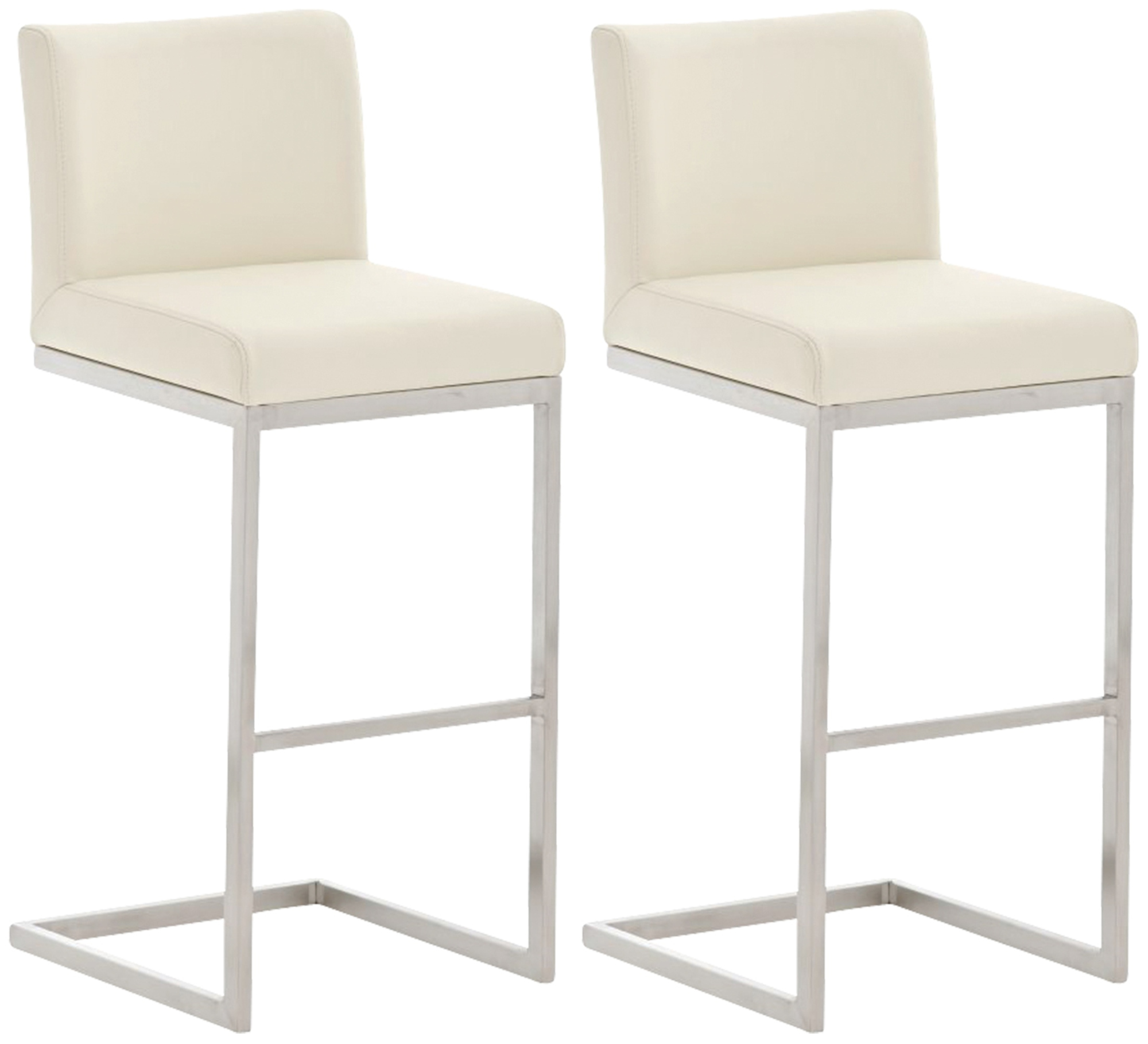 Lot De 2 Tabourets De Bar Paros Simili Cuir Crème