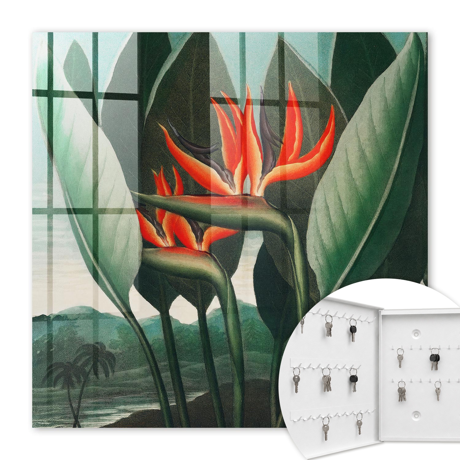 Armoire À Clés - (30 Cm X 30 Cm) - Boîte À Clés Murale - Coffret De Rangement Pour Clés - Couleur Blanche - Ouverture Vers La Gauche - Pour Maison Et Bureau - L'Exotisme De La Nature