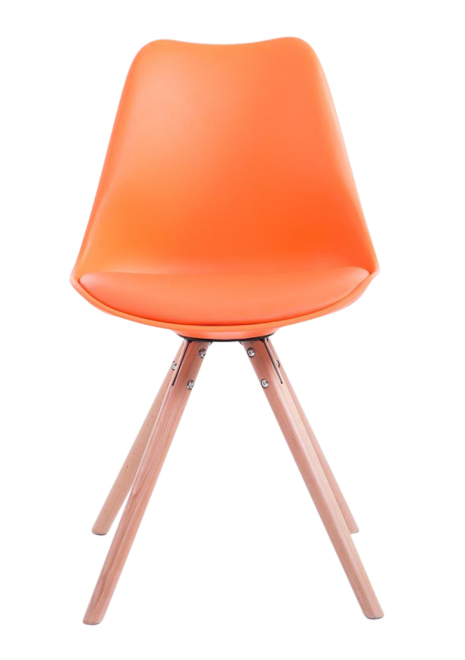 Lot De 4 Chaises Toulouse Simili Cuir Rondes Naturel Orange