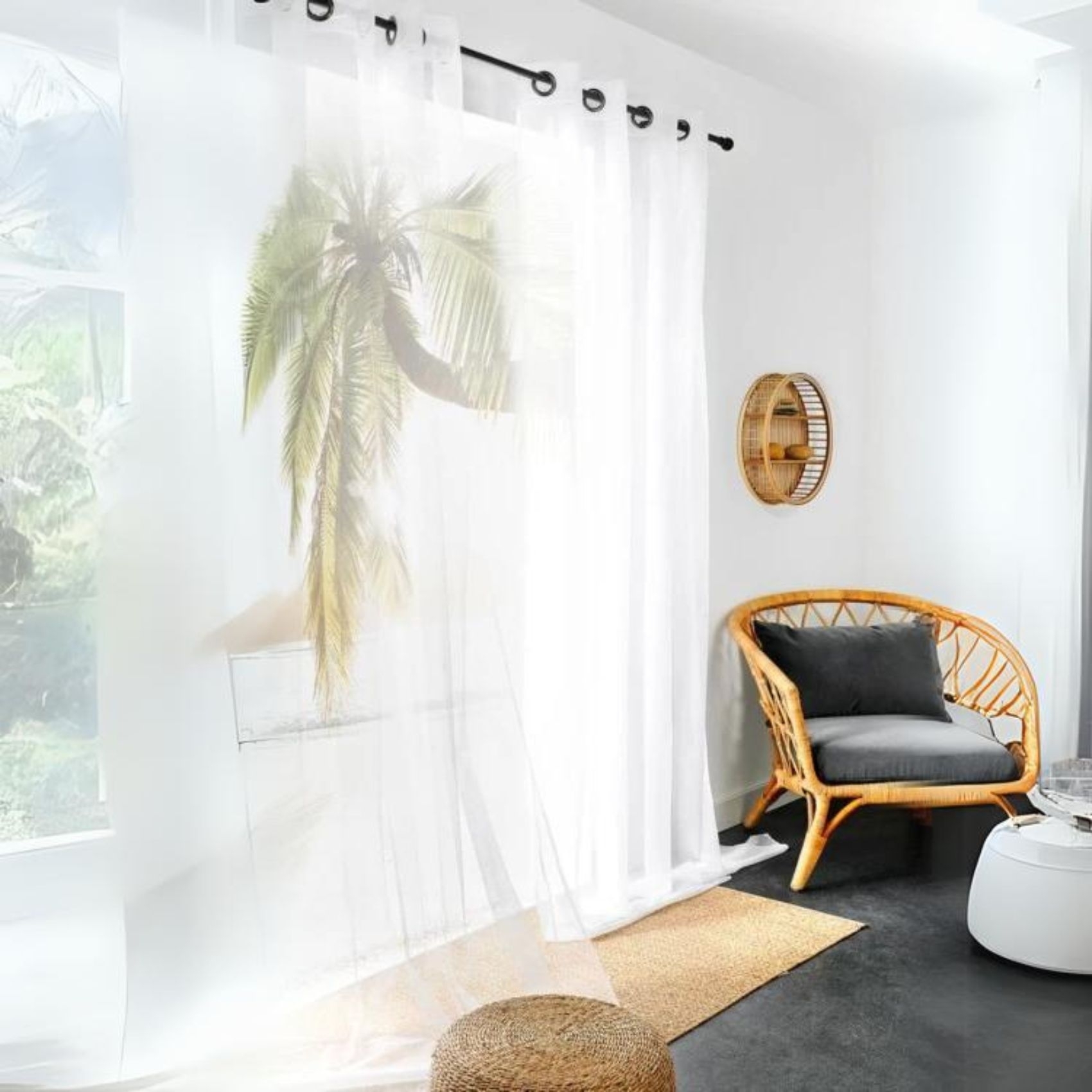 Voilage Linder 300 X 260 Cm Blanc Polyester Tissage Serré