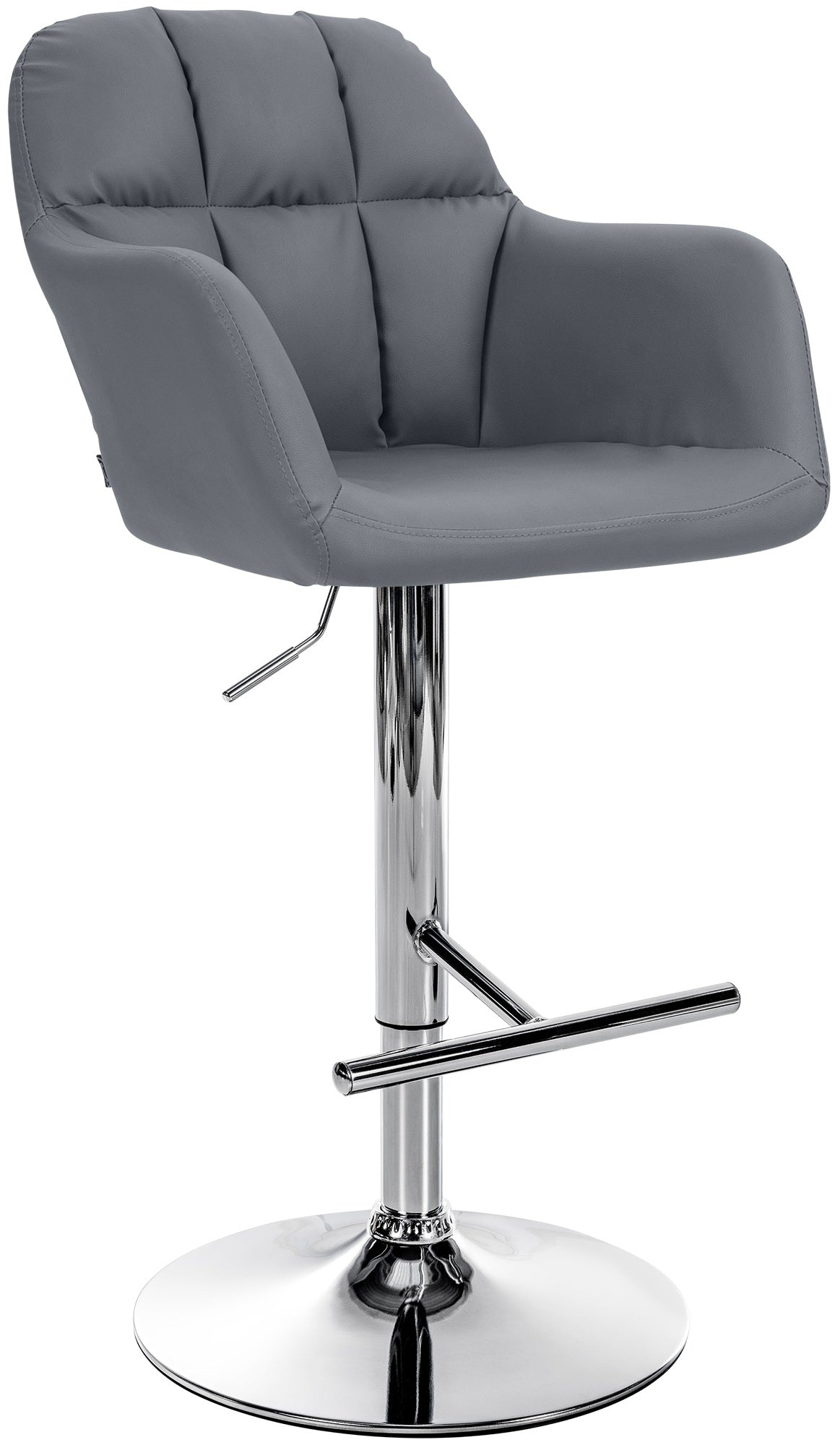 Tabouret De Bar Chaise Haute X1 Fonction Rotation 360° En Pvc Gris Avec Coutures 10_0005257