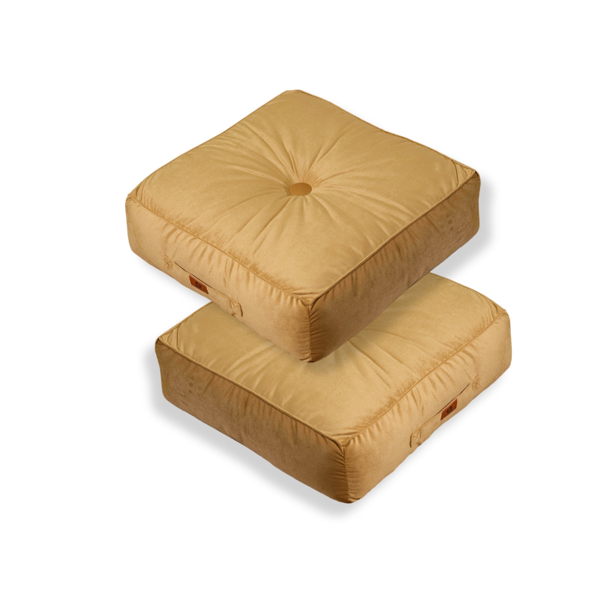 Pouf En Velours 50 X 50 X 14 Cm Ensemble De 2 - Beige