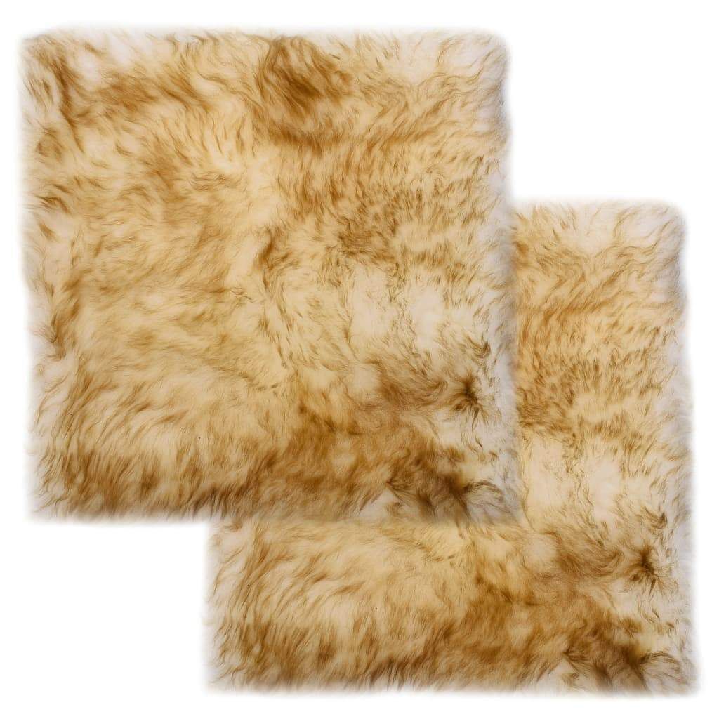 Lot De 2 Coussins De Chaise Marron Mouton Véritable 40x40cm Dec021285