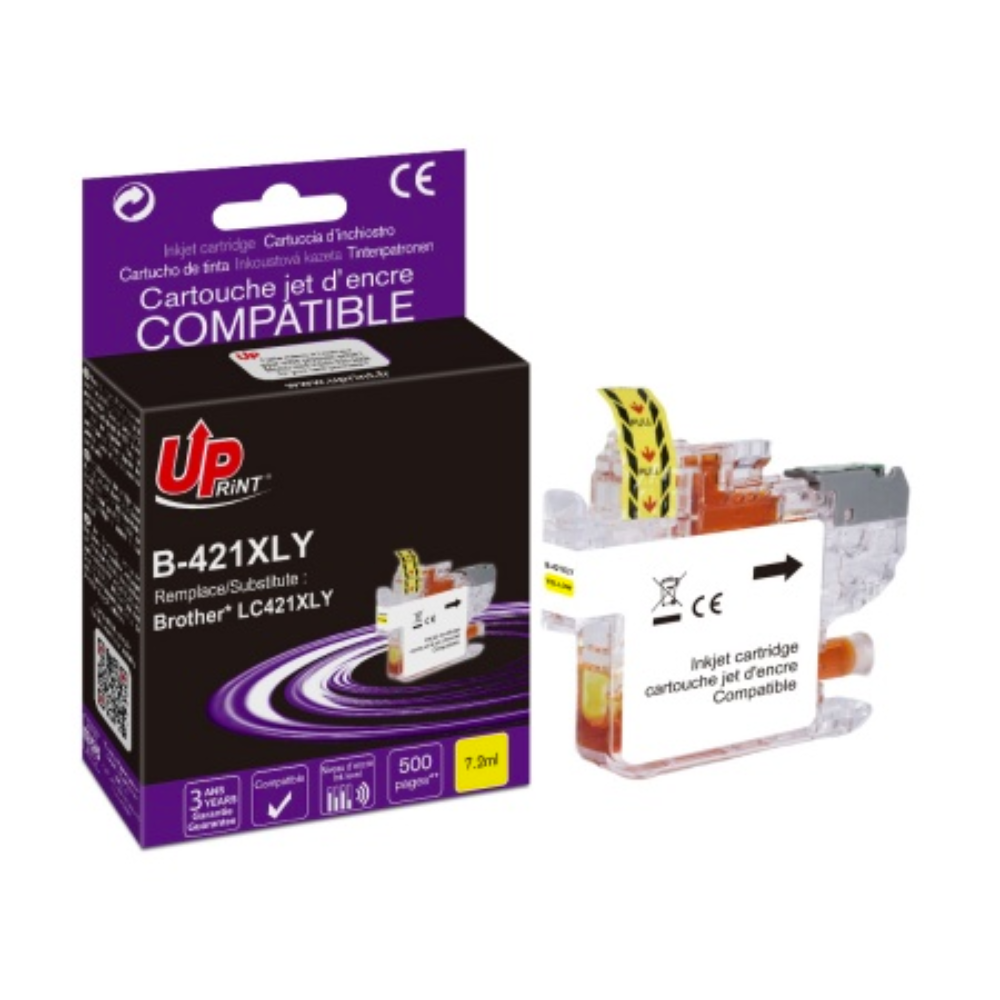 Cartouche Encre Uprint Compatible Brother Lc421 Xl Y Jaune