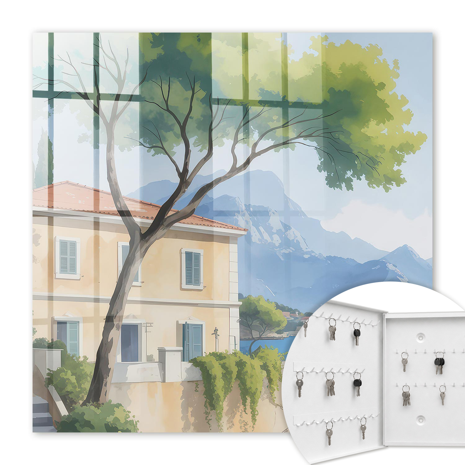 Armoire À Clés - (30 Cm X 30 Cm) - Boîte À Clés Murale - Coffret De Rangement Pour Clés - Couleur Blanche - Ouverture Vers La Gauche - Pour Maison Et Bureau - La Paix De La Nature