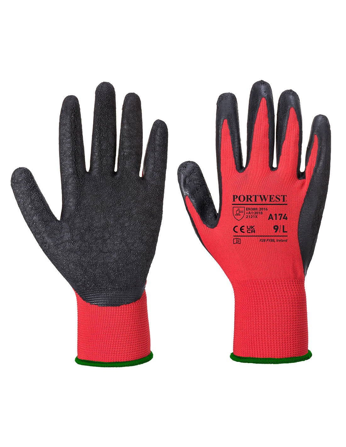 Gant Latex Flex Grip Couleur: Rouge/noir Taille S - Portwest