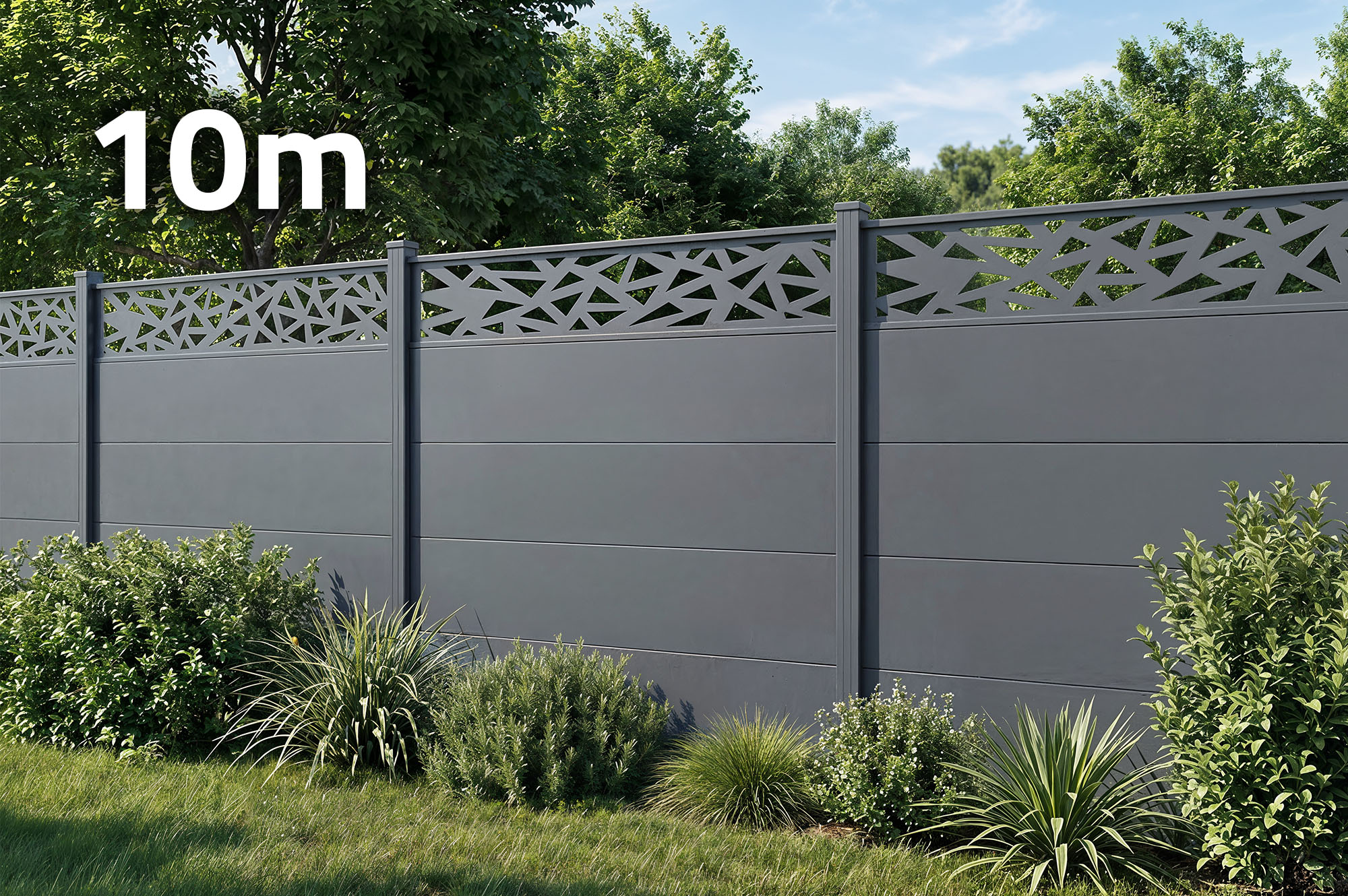 Clôture Aluminium Lames Larges 10m H.150 Gris Anthracite - Alpis Ruivo Motifs Géométriques