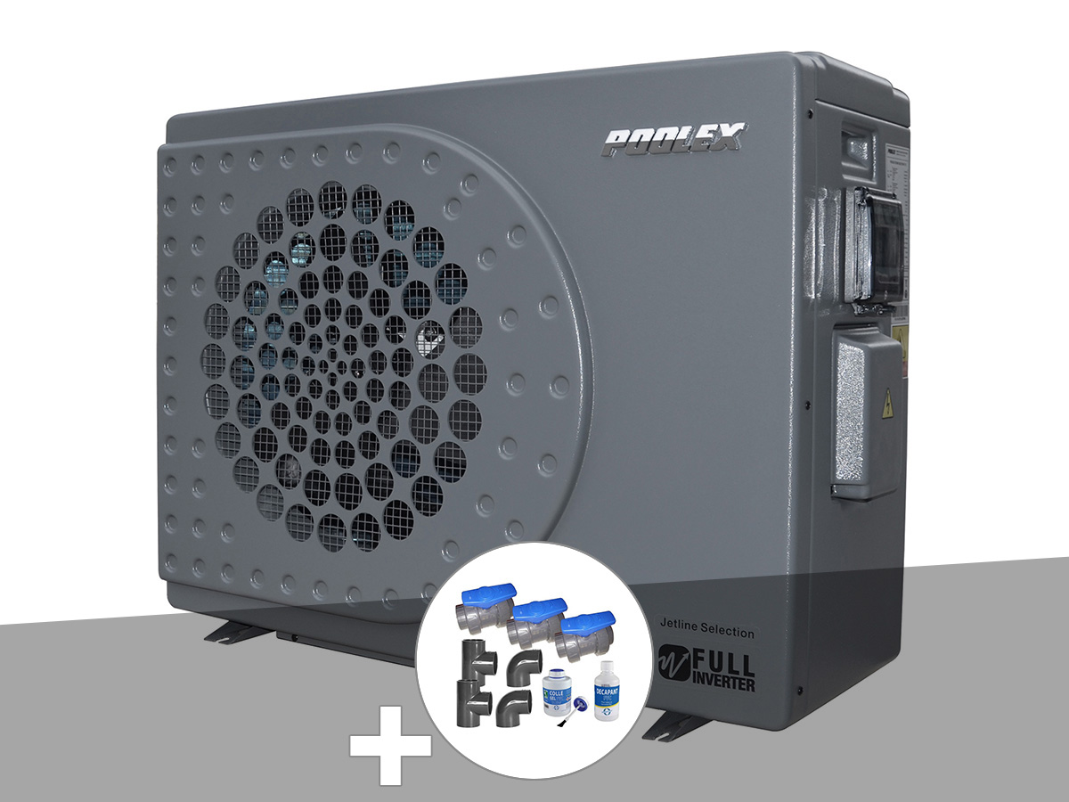 Pompe À Chaleur 11,90 Kw Poolex Jetline Selection Fi 125 + Kit By-pass Ø 50 Mm