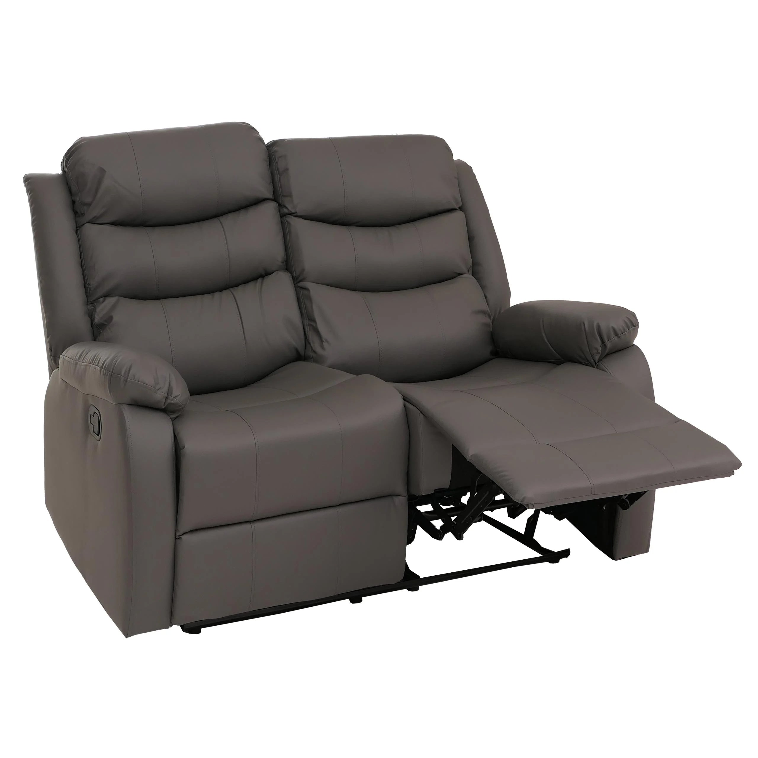 Canapé Cinéma 2 Places Fauteuil Relax Tv Avec Accoudoirs Et Fonction Inclinable Similicuir Gris 04_0009407