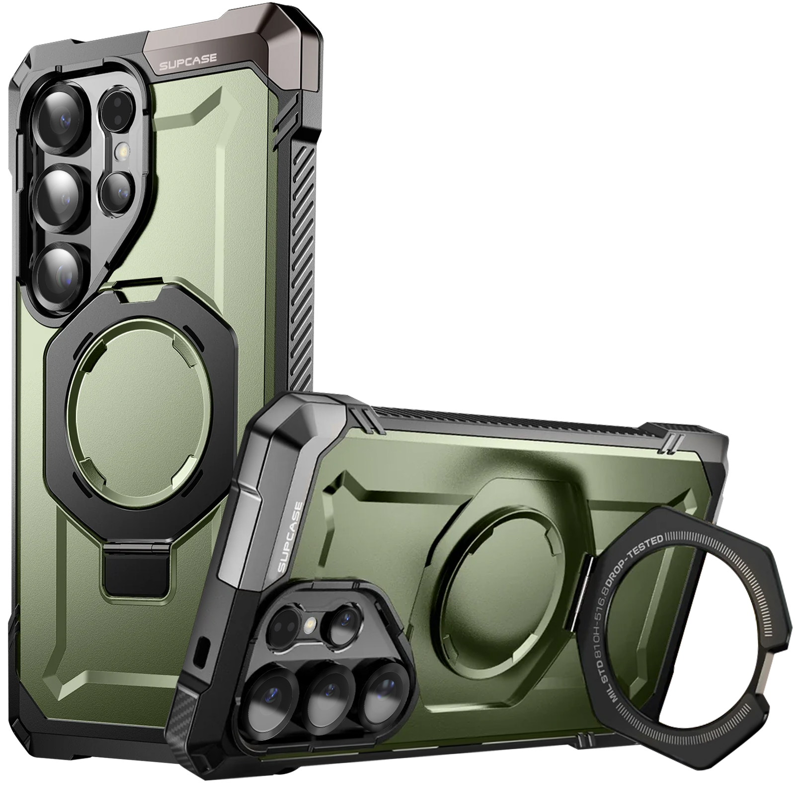 Coque Pour Samsung S25 Ultra Antichoc Anneau Magsafe Support Vidéo Vert Foncé Supcase