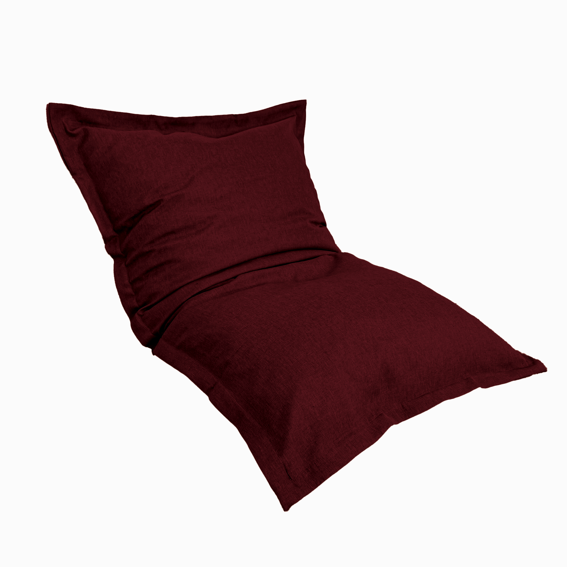 Pouf Intérieur Xl - Housse Effet Lin - 150x100cm - Prune