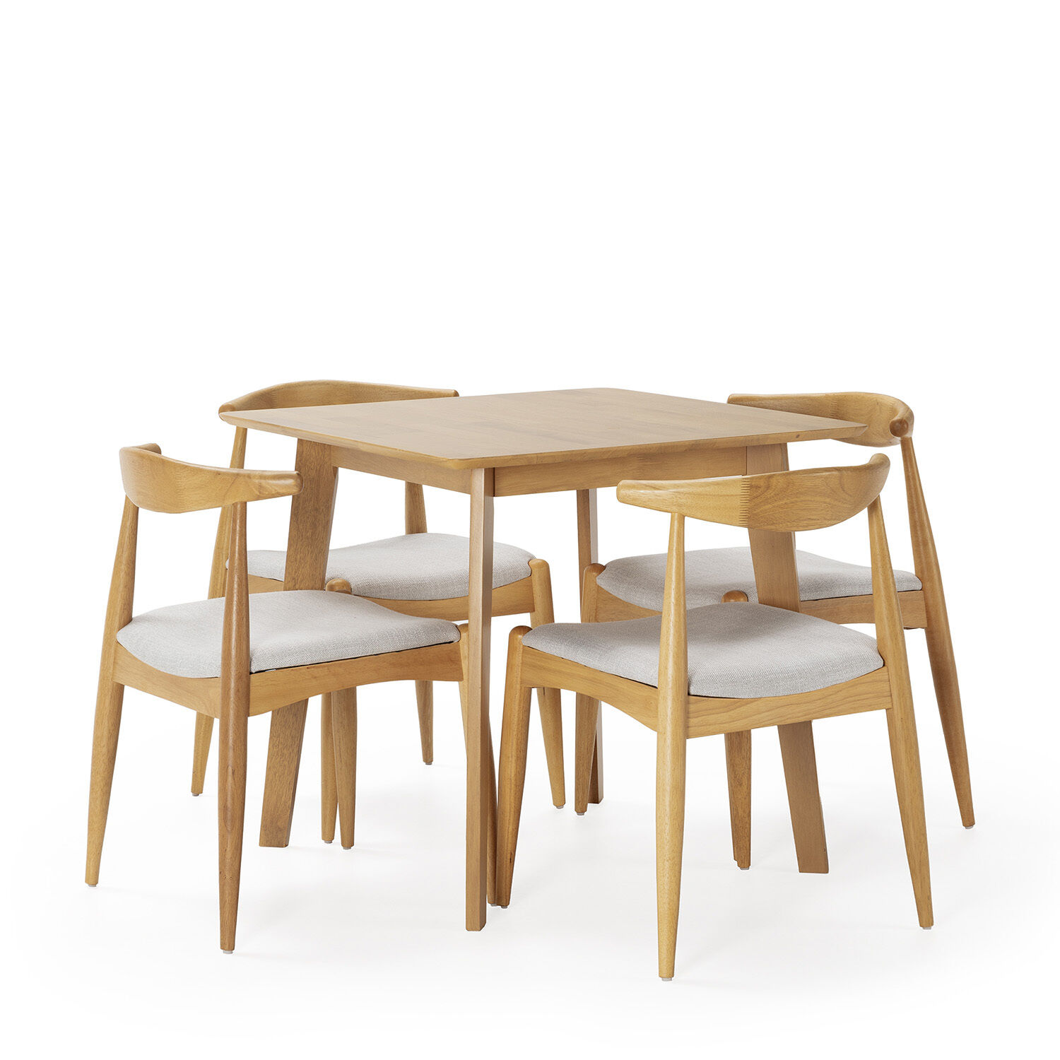 Ensemble Table 80x80 Cm Et 4 Chaises De Salle À Manger Corzo Chêne