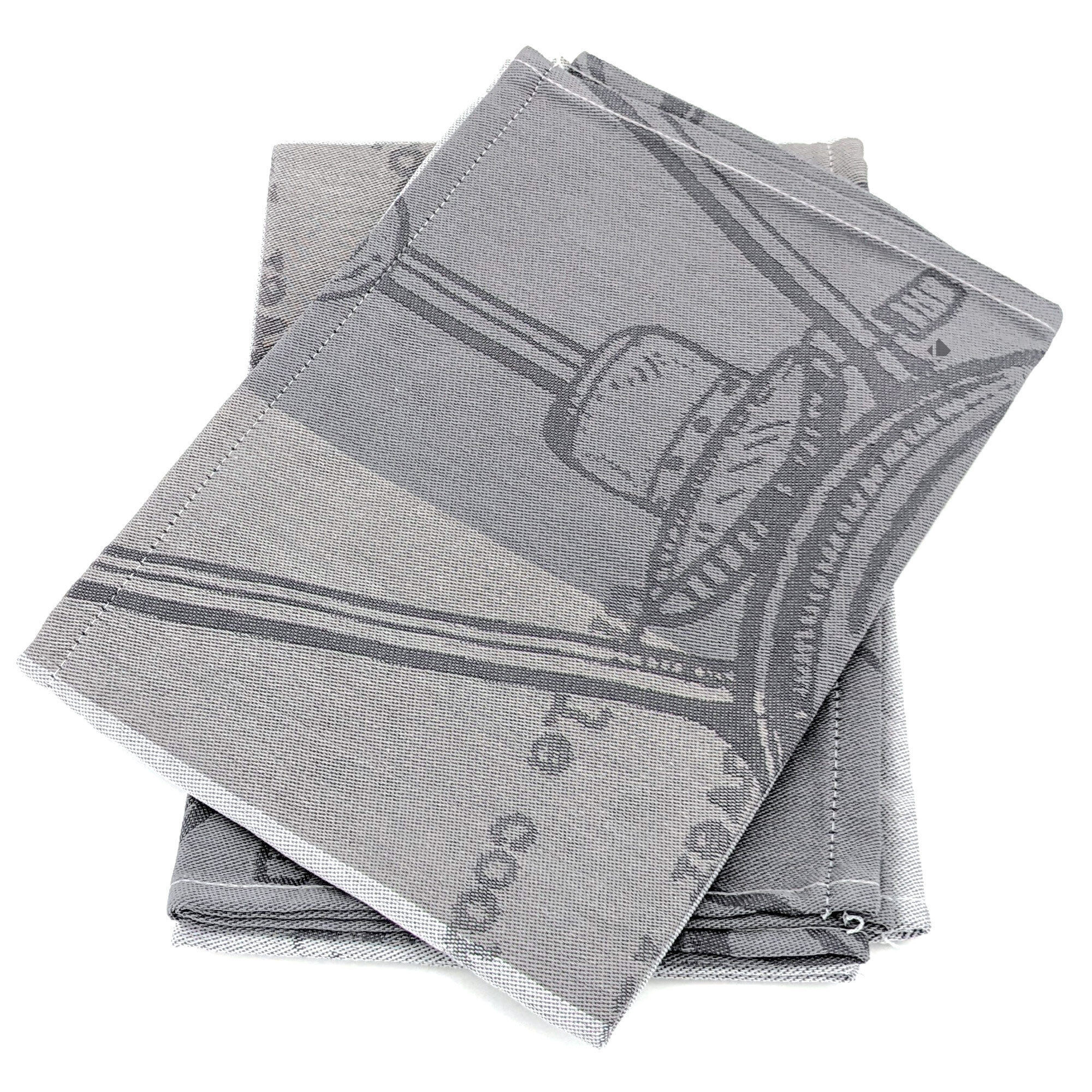 Lot De 2 Torchons De Cuisine Pur Coton 50x70 Cm Collection Bbq Gris