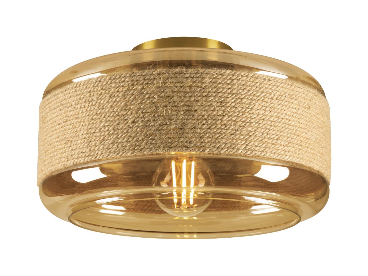 SLV Plafonnier Pantilo Rope 27 marron/ambre/or verre Ø 27 cm