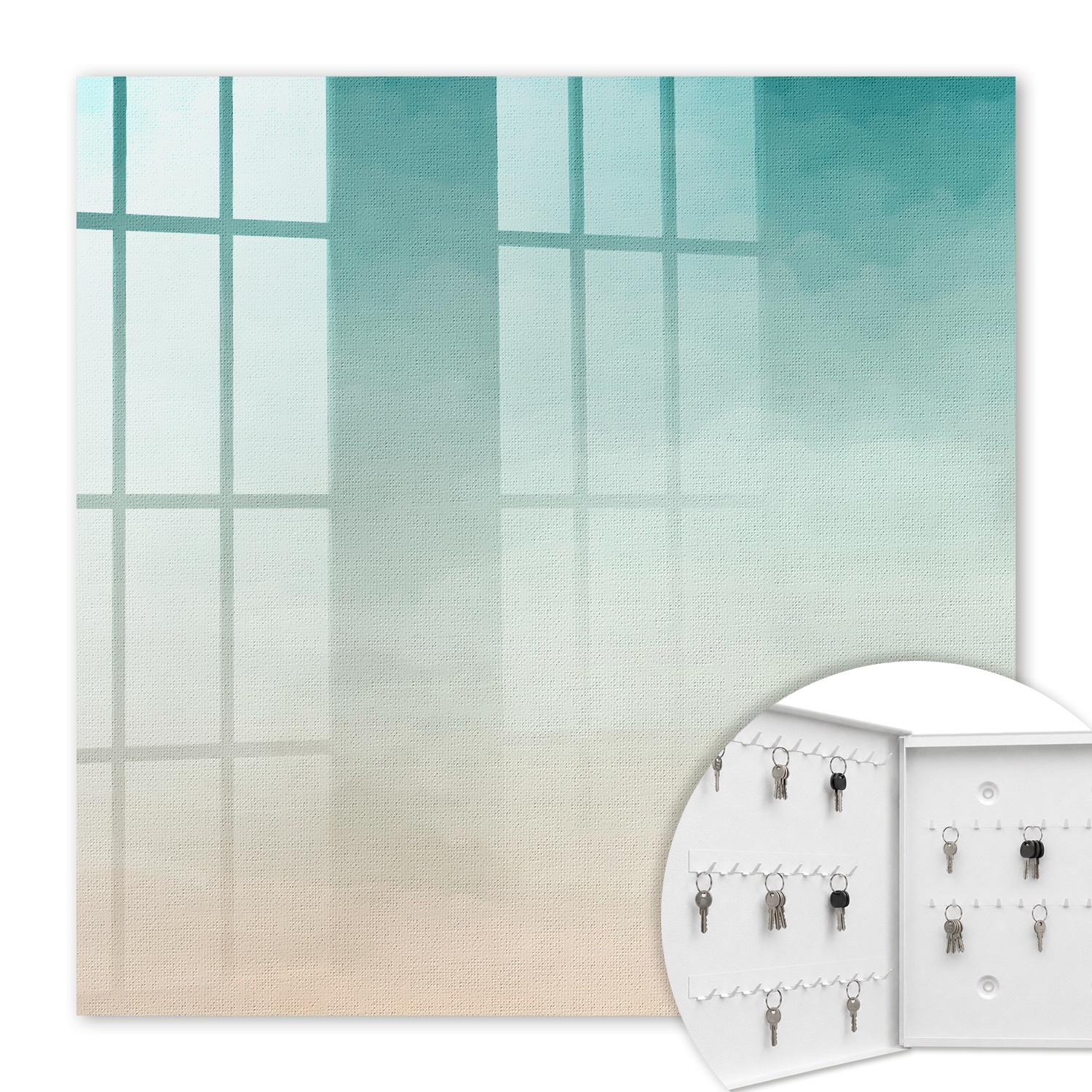 Armoire À Clés - (30 Cm X 30 Cm) - Boîte À Clés Murale - Coffret De Rangement Pour Clés - Couleur Blanche - Ouverture Vers La Gauche - Pour Maison Et Bureau - Gradient Délicat