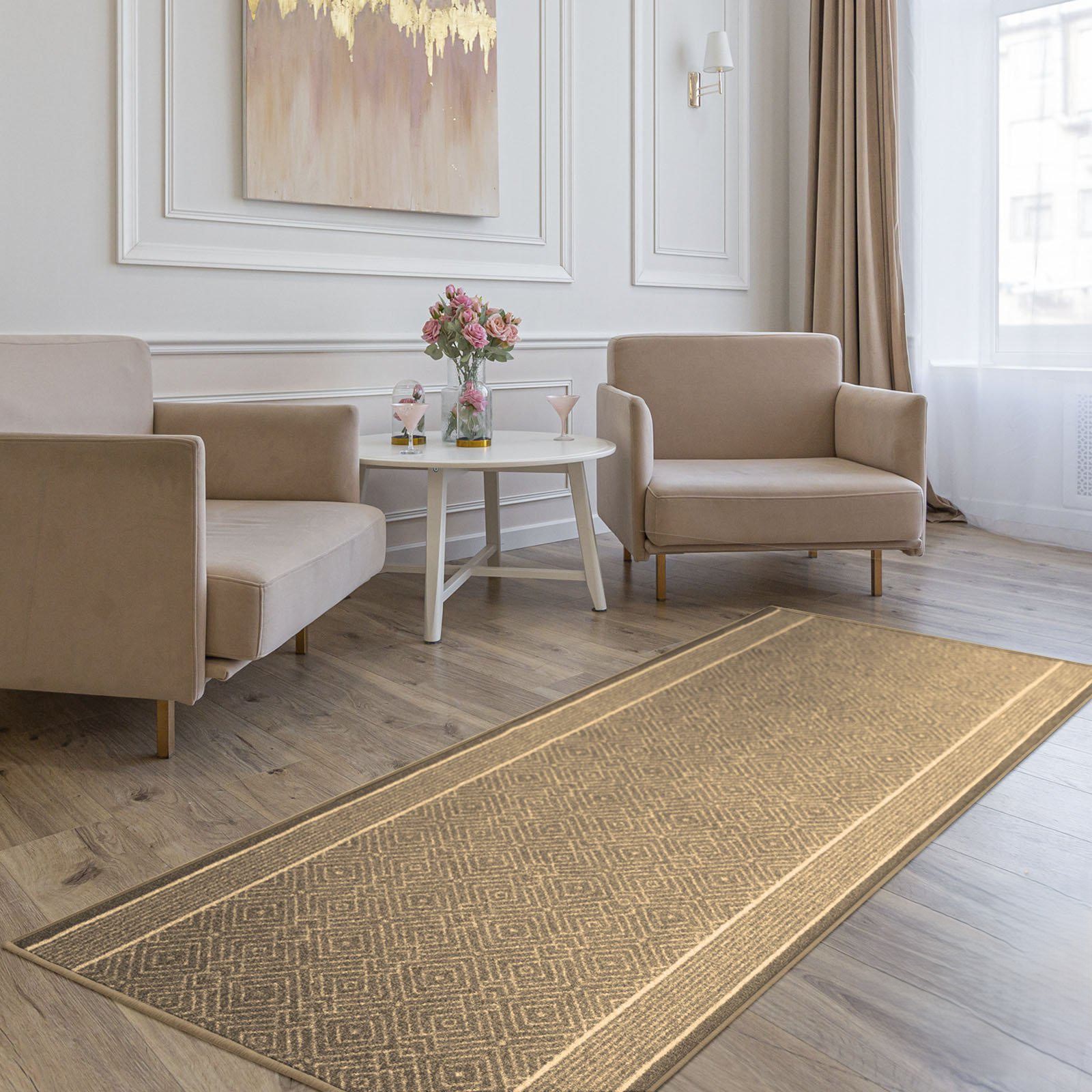 Tapis Sur Mesure Olymp, Tapis D'intérieur Motif Losanges, Beige, 80 X 100 Cm