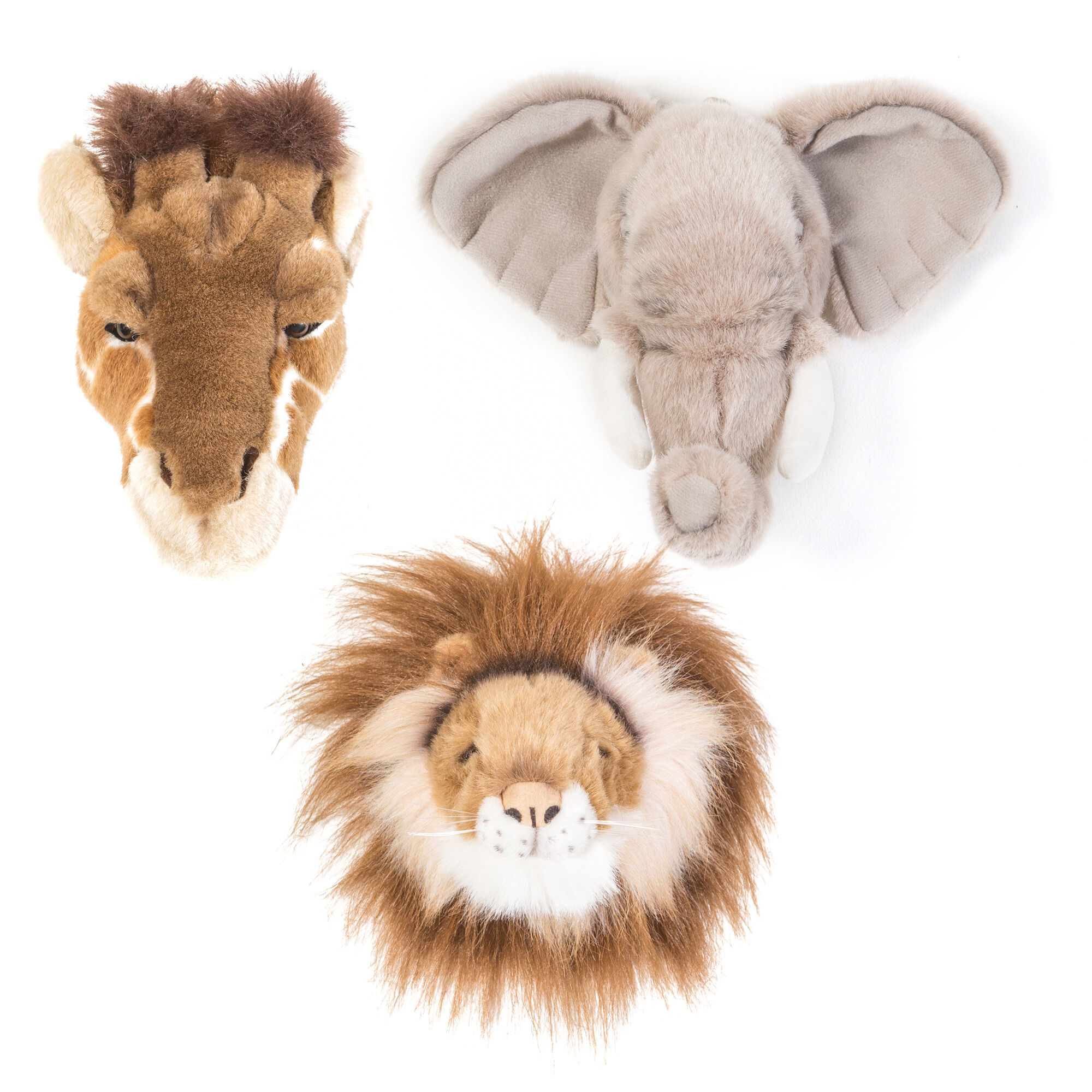 Peluche Trophée Mini 3 Petites Têtes Collection Safari