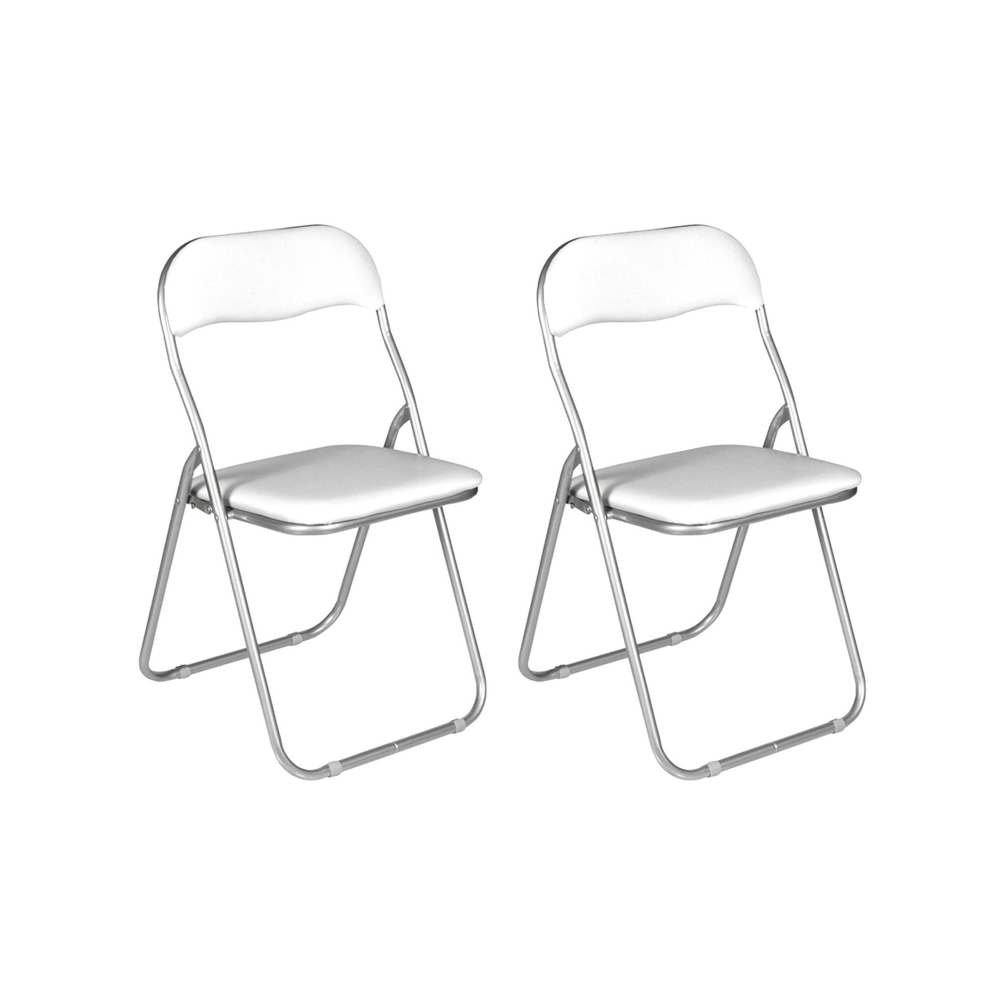 Lot De 2 Chaises Pliante,en Fer,blanc,43x47h79.5 Cm