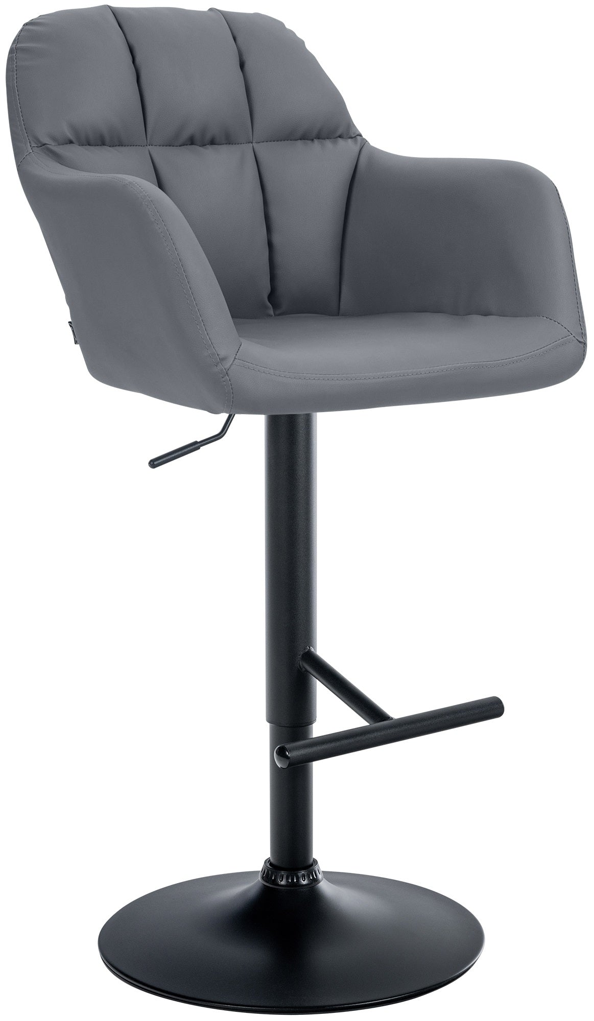 Tabouret De Bar Chaise Haute X1 Fonction Rotation 360° En Pvc Gris Avec Coutures 10_0005262