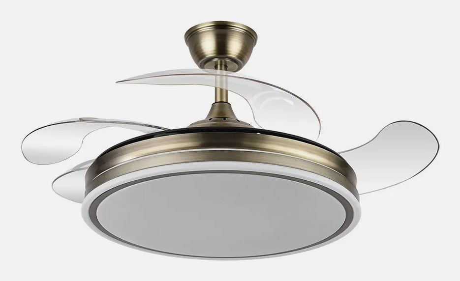 Fabrilamp 142591414 Ventilateur Or, Transparent, Blanc