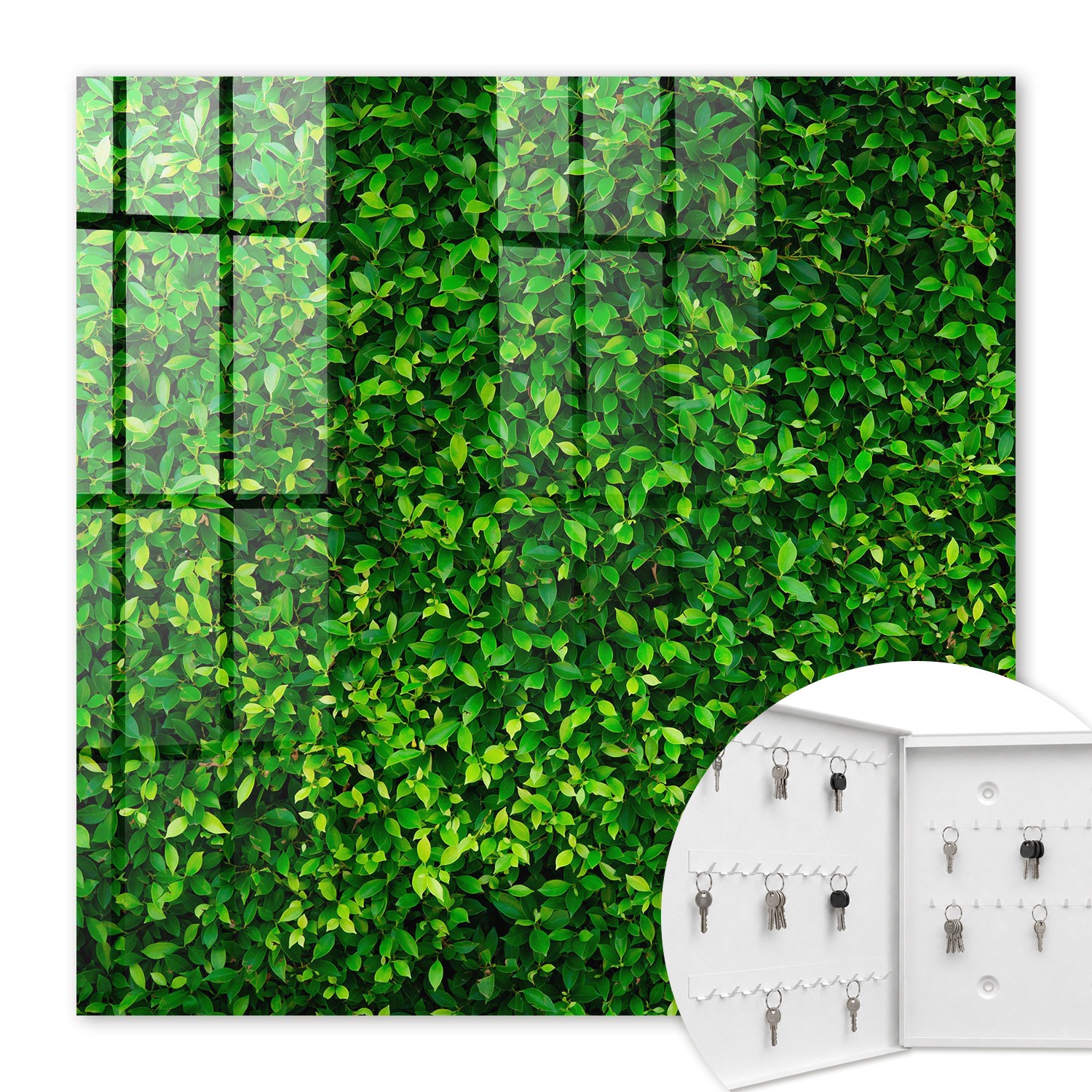 Armoire À Clés - (30 Cm X 30 Cm) - Boîte À Clés Murale - Coffret De Rangement Pour Clés - Couleur Blanche - Ouverture Vers La Gauche - Pour Maison Et Bureau - Jardin Vert