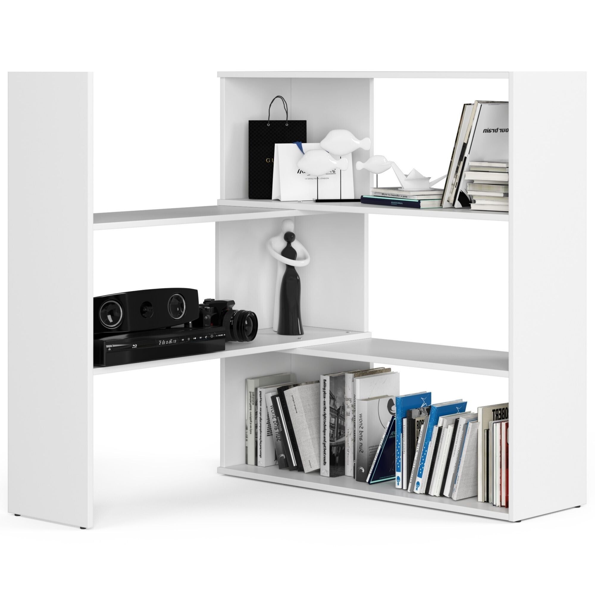 Étagère Mobile Akord Twist Blanche 173,6 Cm Façade Blanche 3 Étagères 173,6x30x109,3 Cm