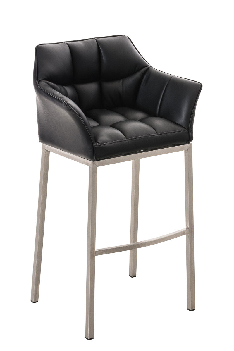 Tabouret De Bar Chaise Haute De Comptoir Couture Carrées Assise En Pvc Noir 4 10_0004716