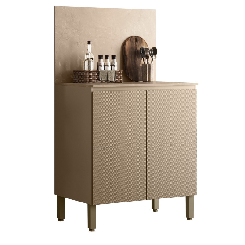 Meuble Cuisine Bas Beaux_meubles_pas_chers 2 Portes 2 Niches 80 91,5 53,3 Cm Taupe Clair Beige Marbré