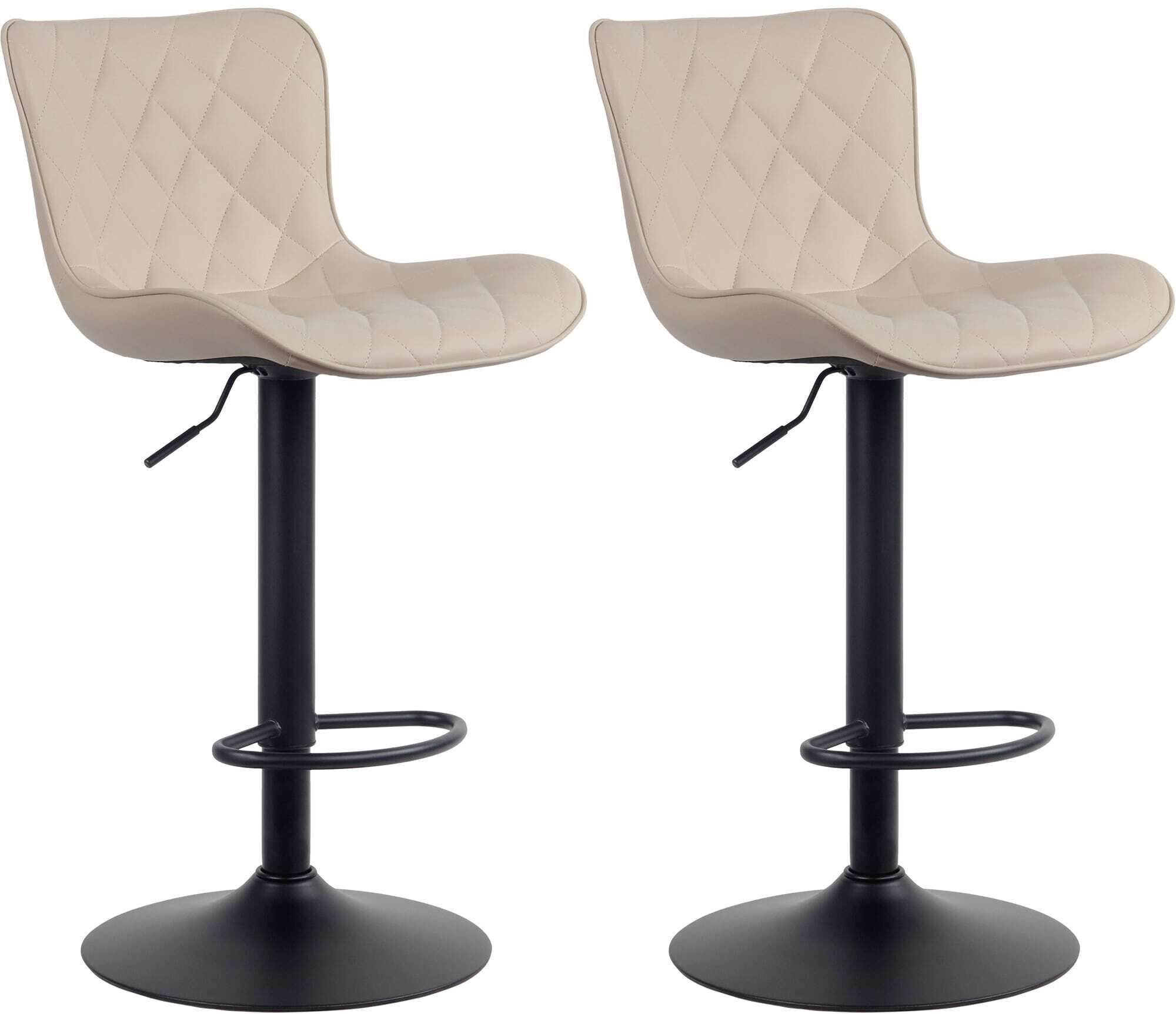 Lot De 2 Tabourets De Bar En Synthétique Crème Pieds En Métal Noir Hauteur Tdb10731