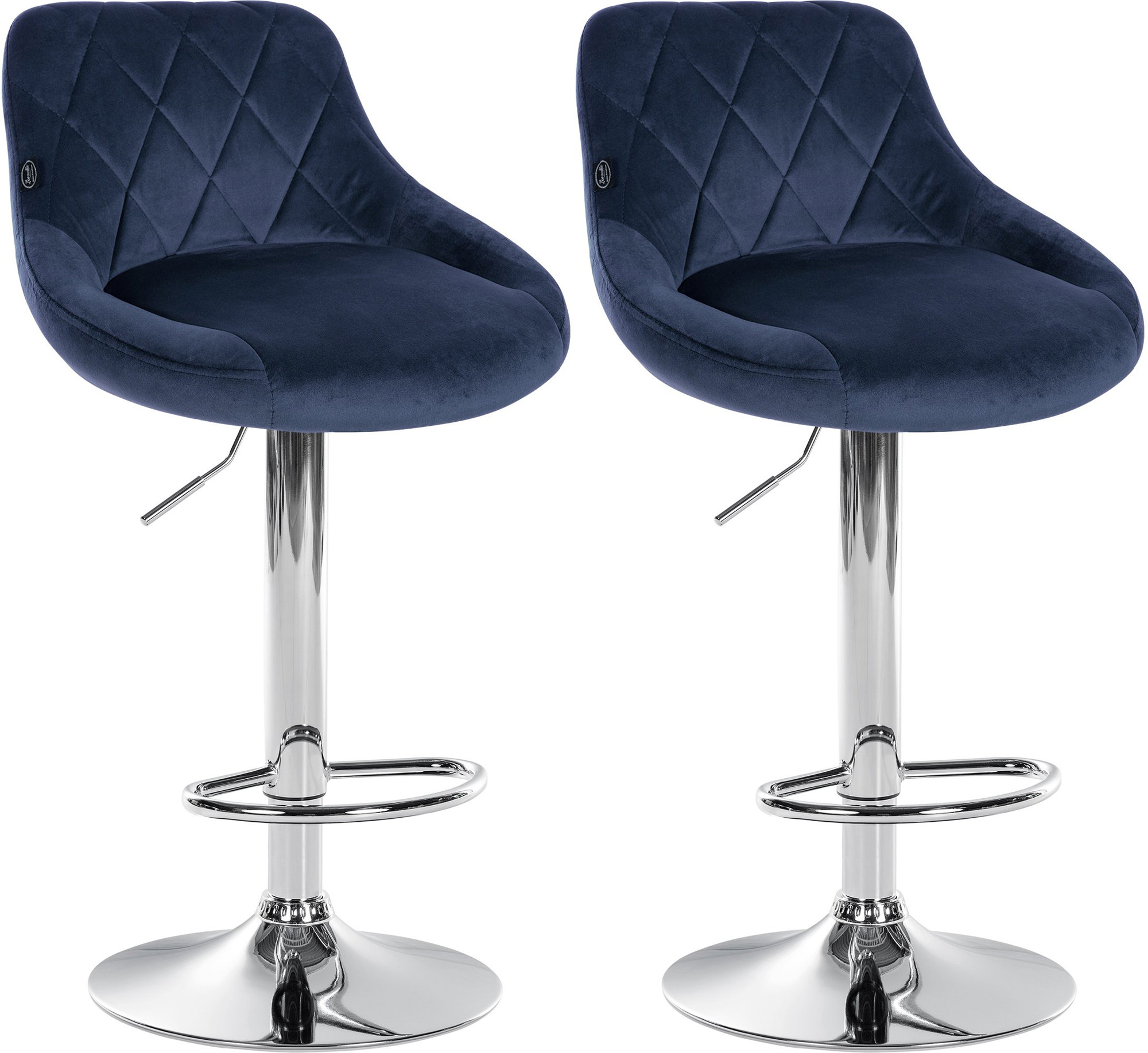 Lot De 2 Tabourets De Bar Lazio Velours Chrome Bleu