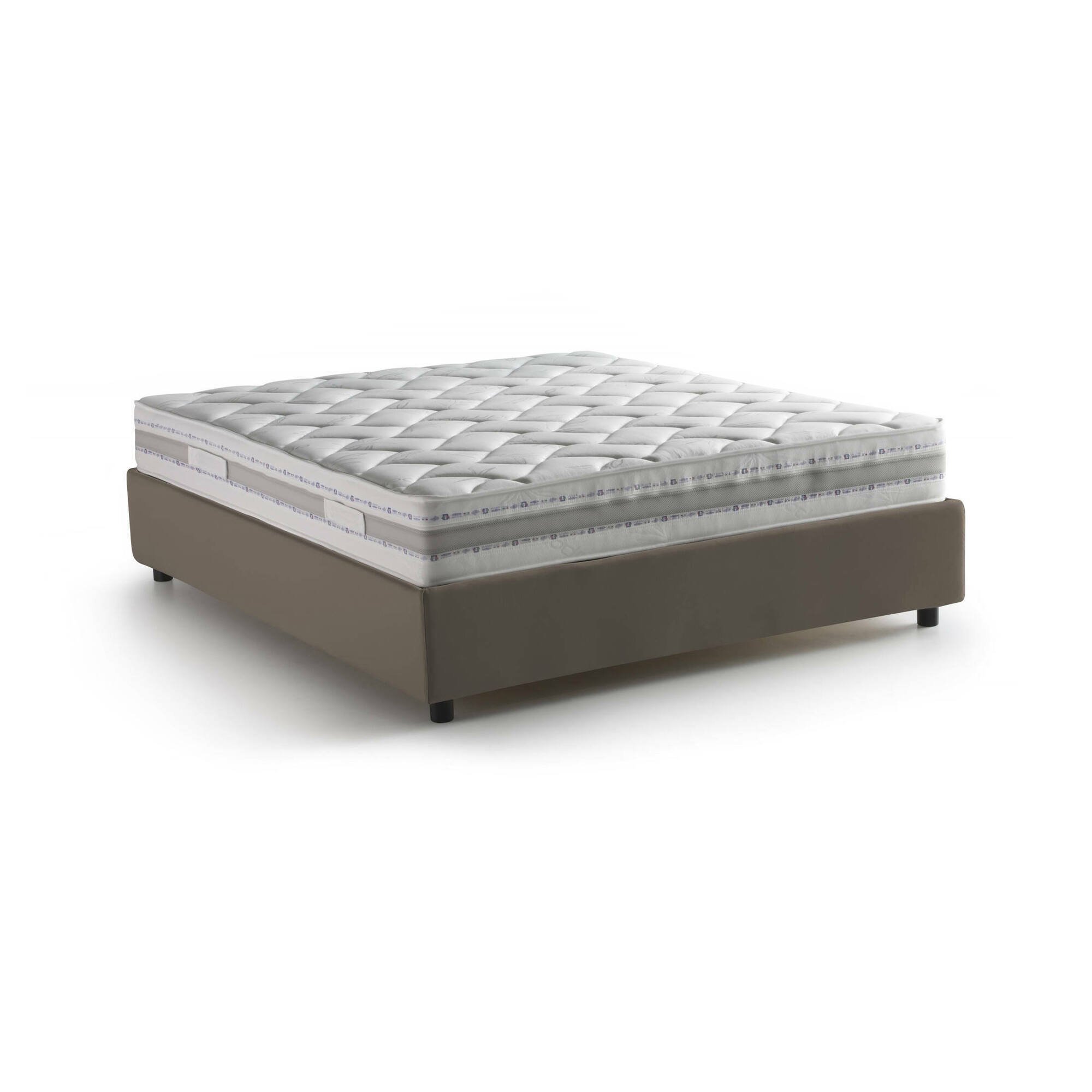 Lit Double En Similcuir Tourterelle 140x200 Cm