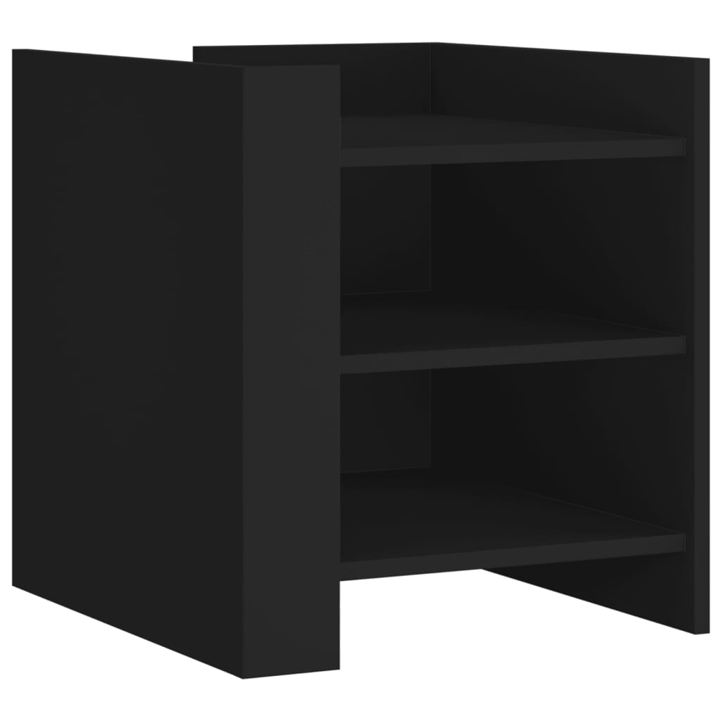 Table De Chevet Avec Compartiments 45 X 50 X 50 Cm Bois D'ingénierie Noir Dec034491