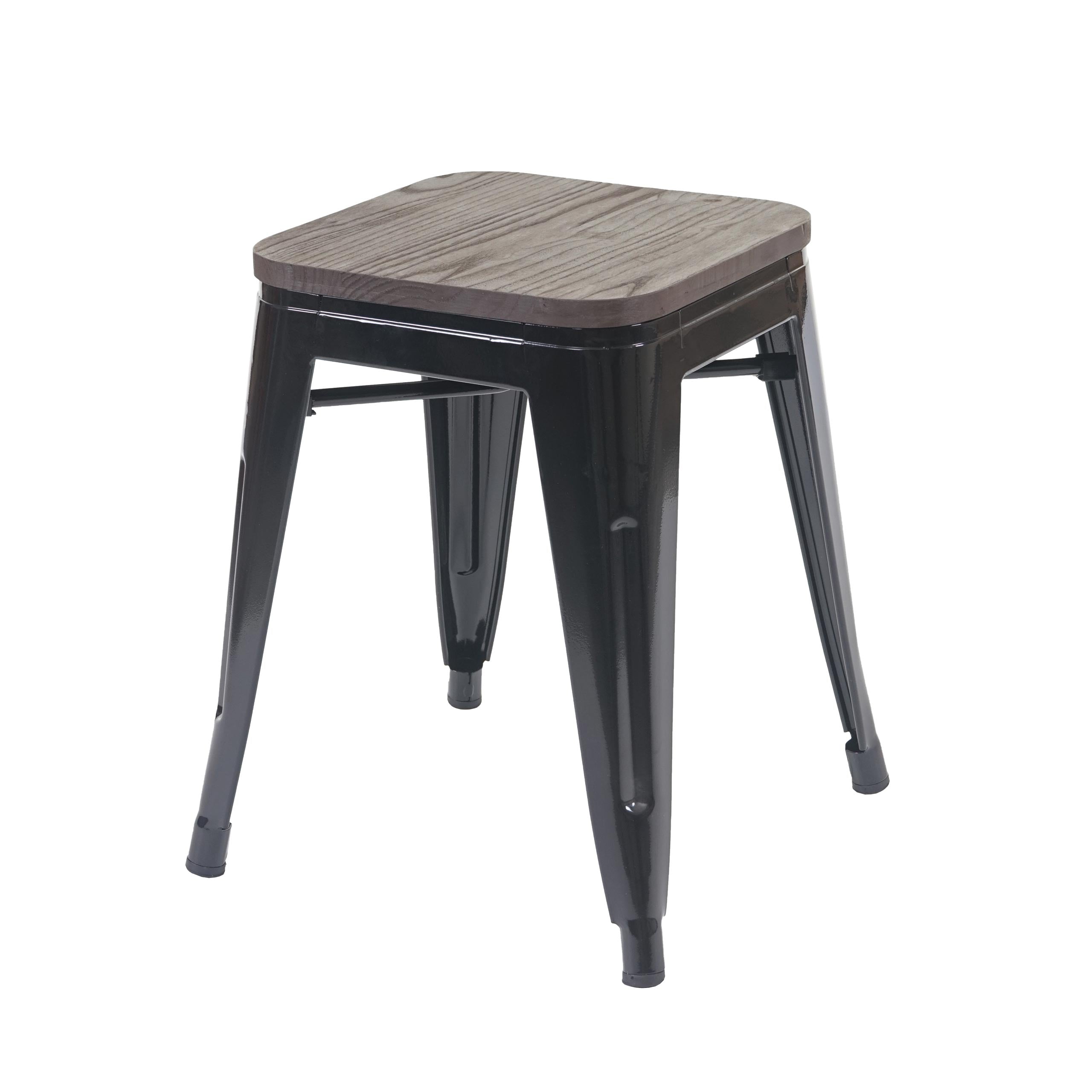 Tabouret Bas Avec Assise En Bois Design Industriel Empilable En Métal Noir 04_0005325