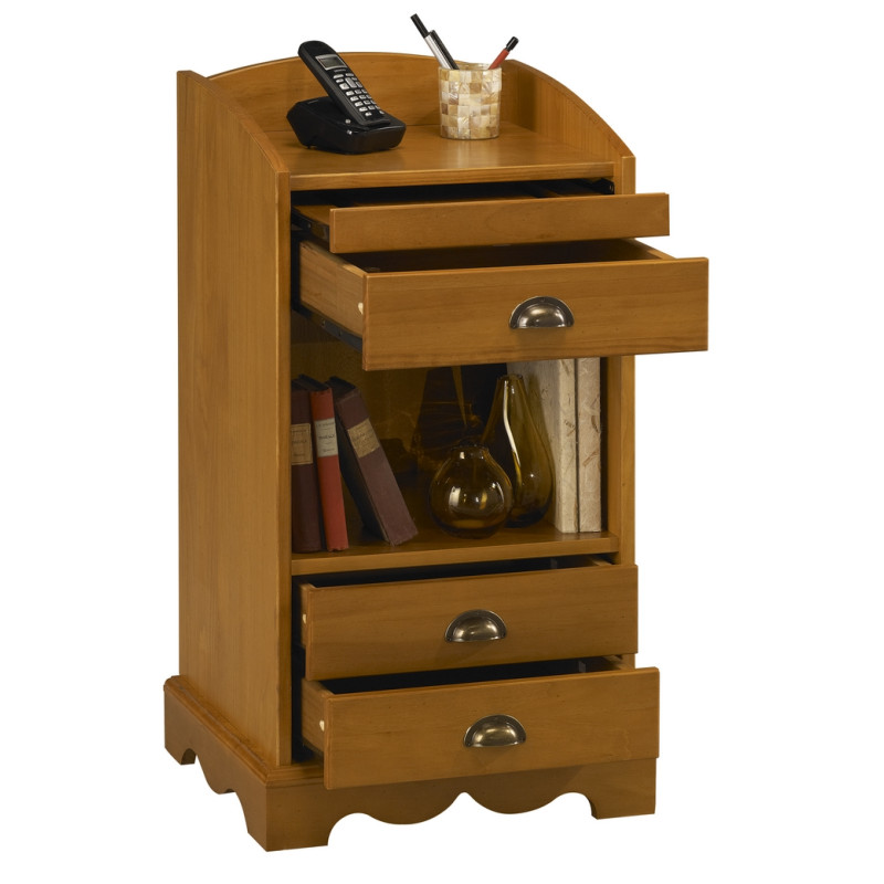 Meuble D'entrée Beaux Meubles Pas Chers 3 Tiroirs 1 Niche 47 X 82 X 42,5 Cm Miel Pin Massif