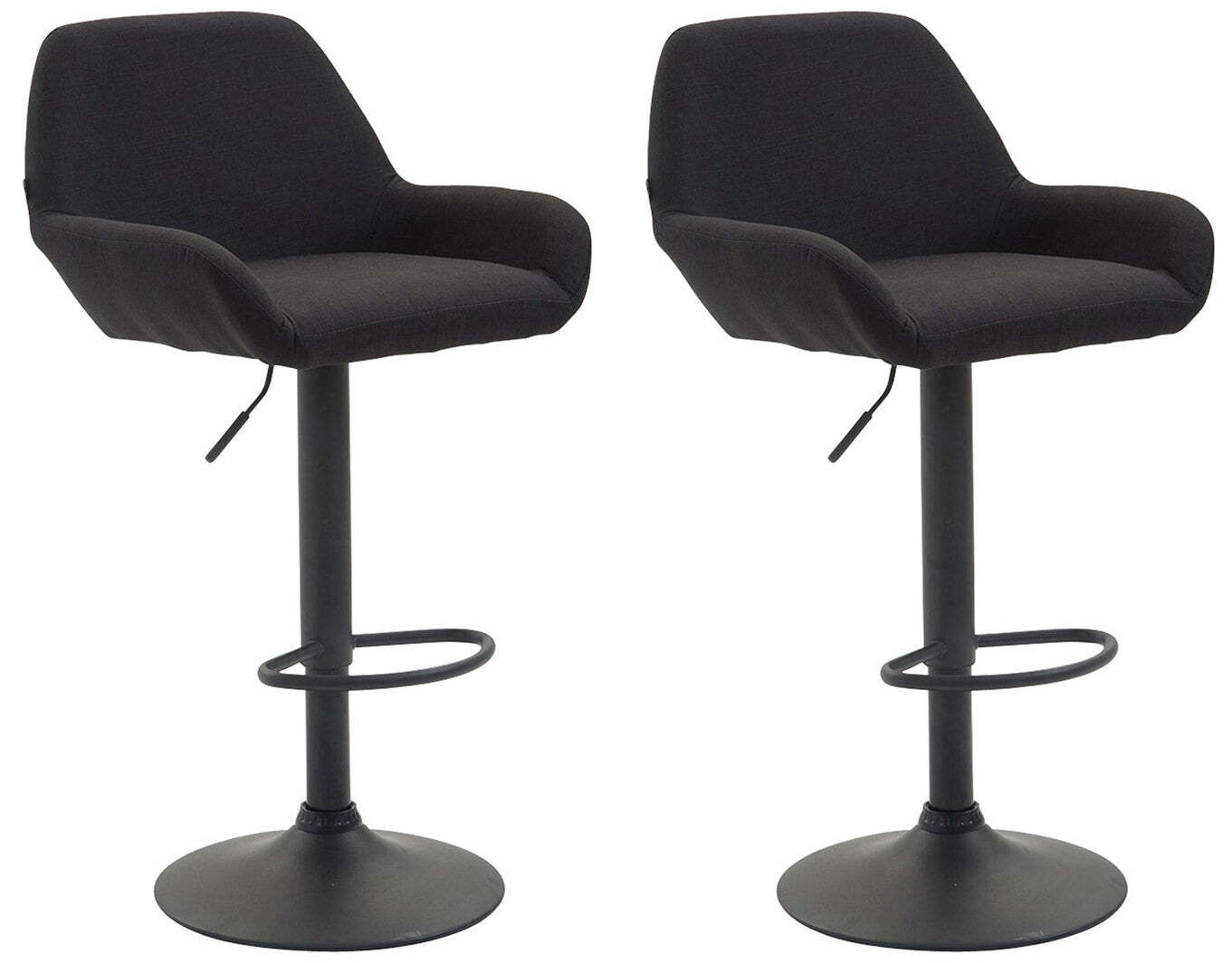 Lot De 2 Tabourets De Bar Moderne Et Confortable En Tissu Noir Pieds Trompette Tdb10229