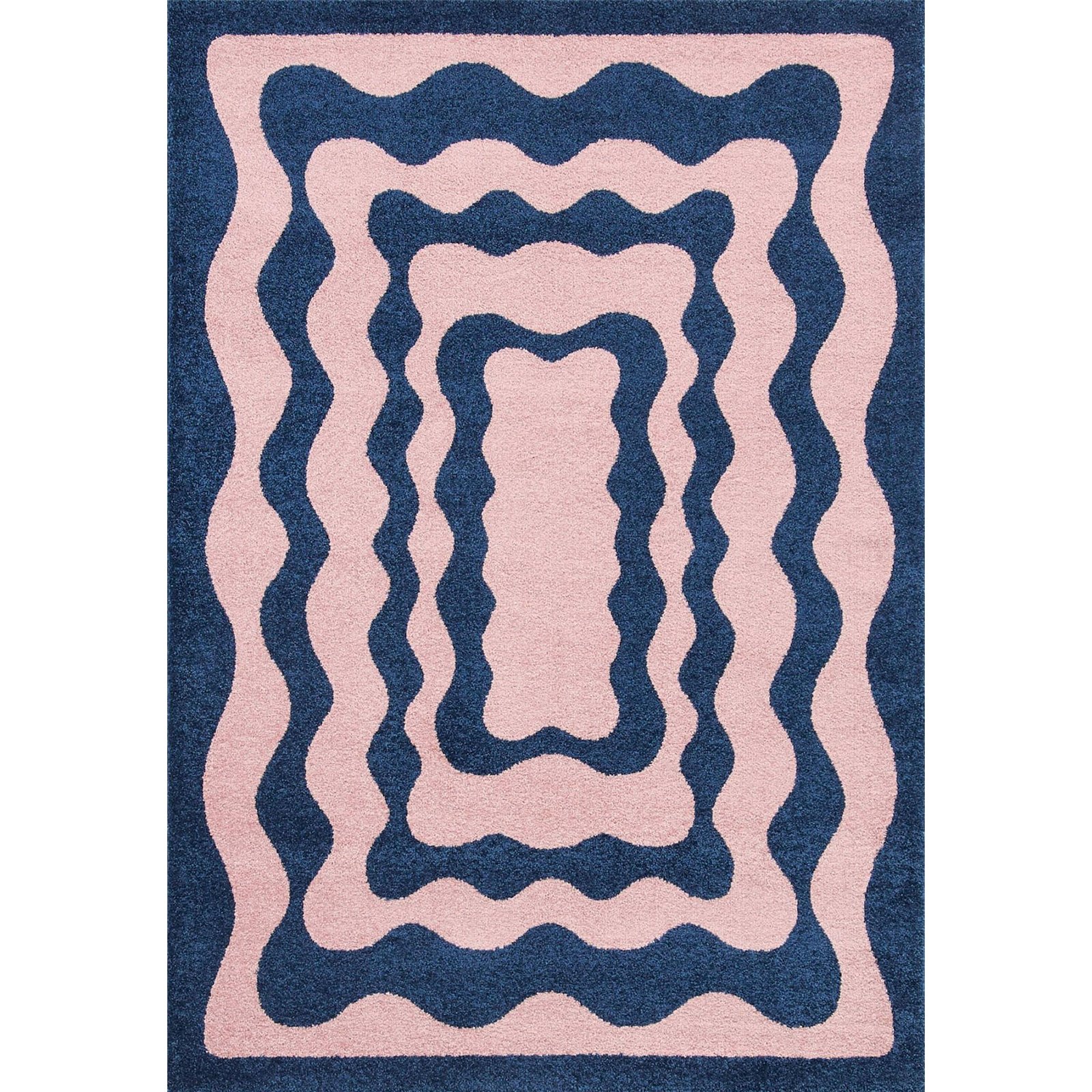 Tapis Groovy Bleu Épais Doux Motif Moderne Intérieur - 80 X 140 Cm